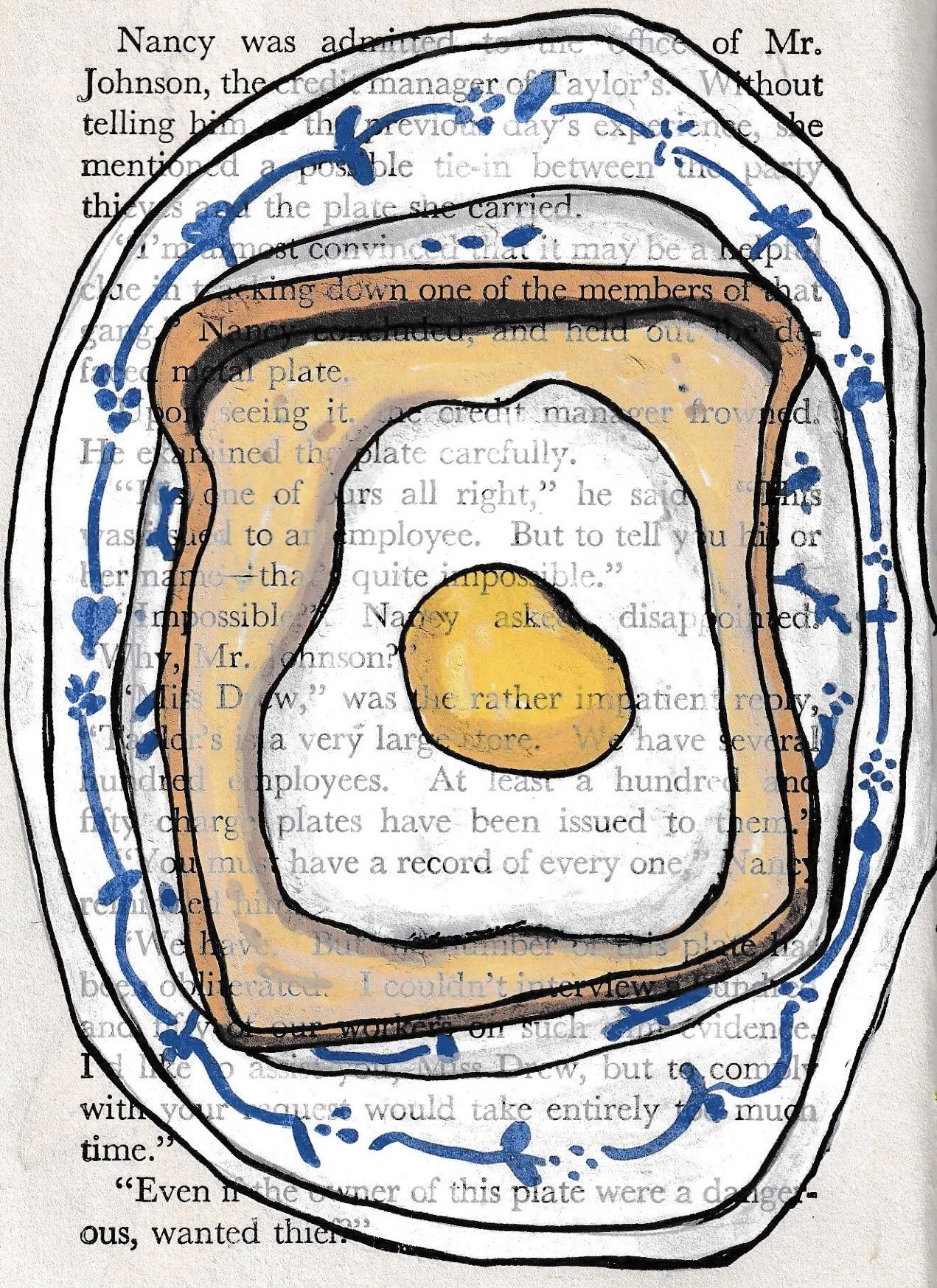 sunny side egg on toast drawing