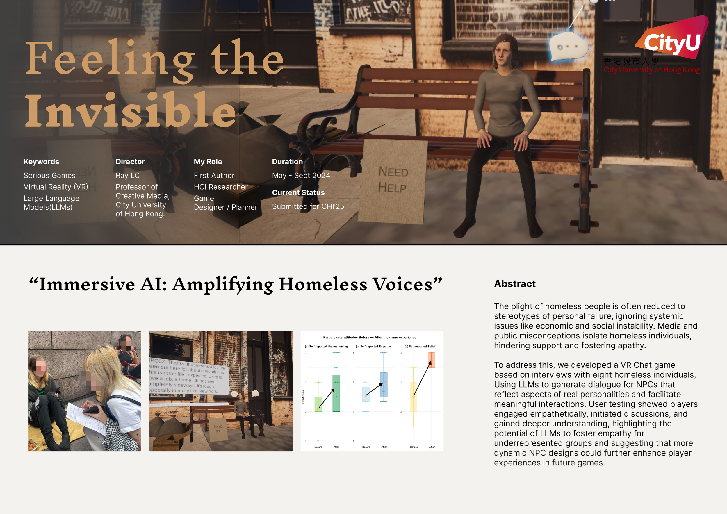 Feeling the Invisible：  LLM-driven NPCs to empower the homeless population