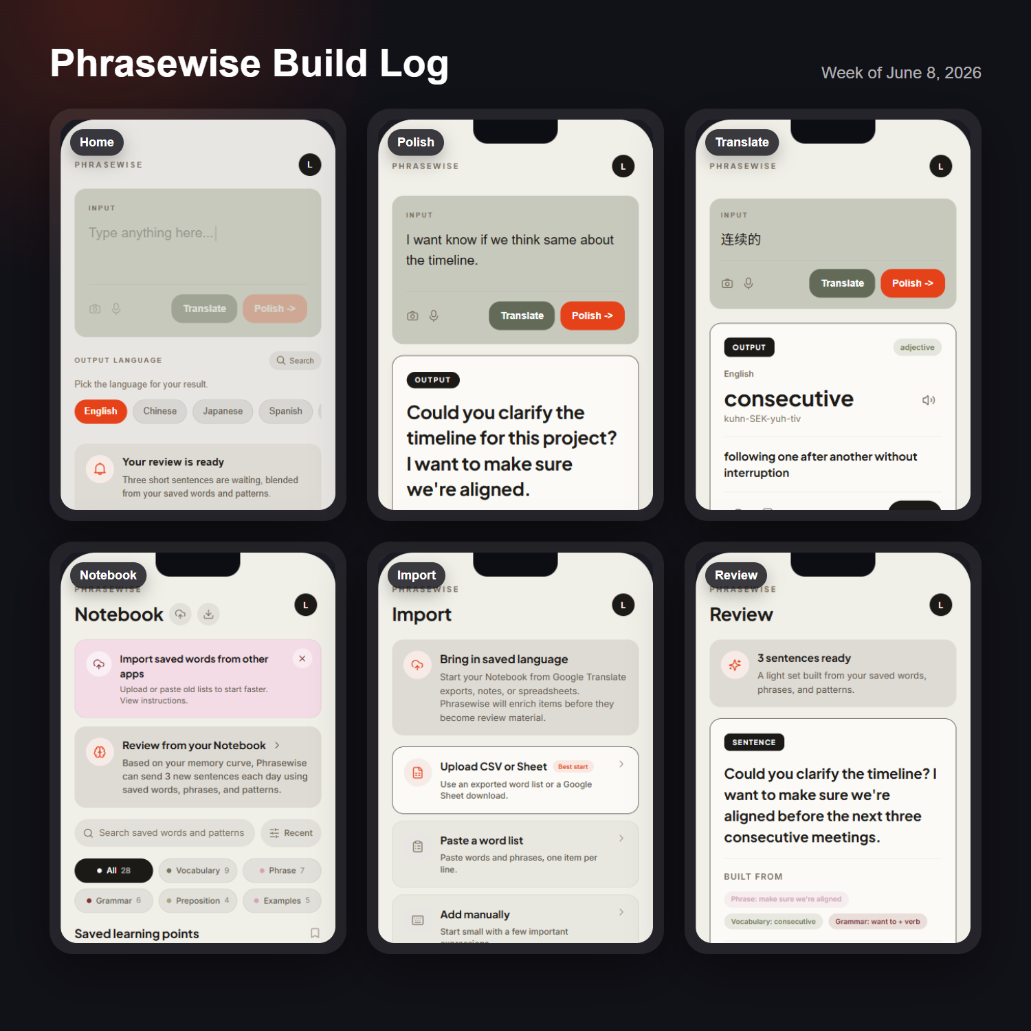 Phrasewise: Wake up your saved words, gently