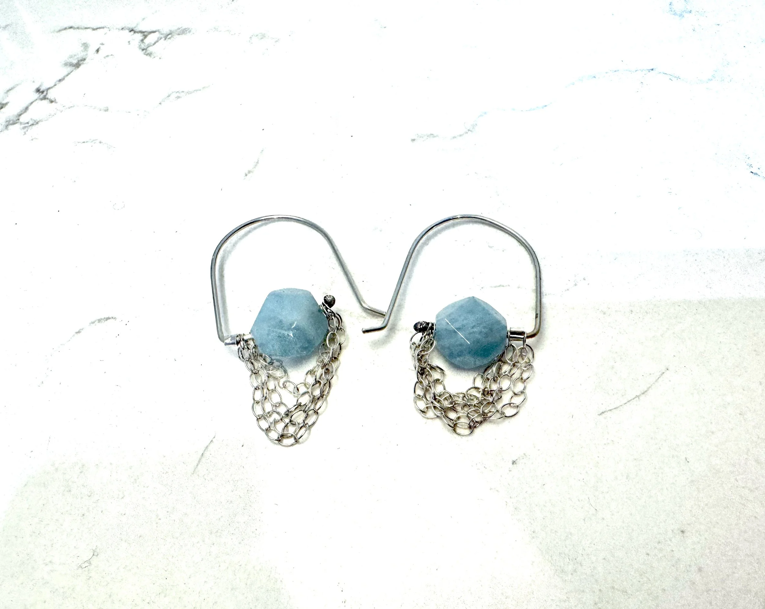 Aquamarine and Chain Earrings