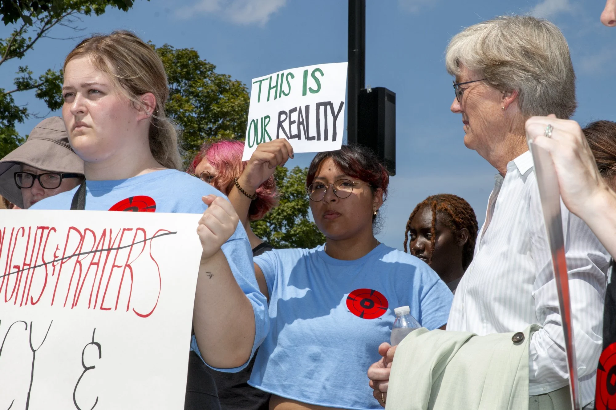 UNC-Chapel Hill students protesting outside the state legislative building in Raleigh, NC in the aftermath of a shooting on campus.