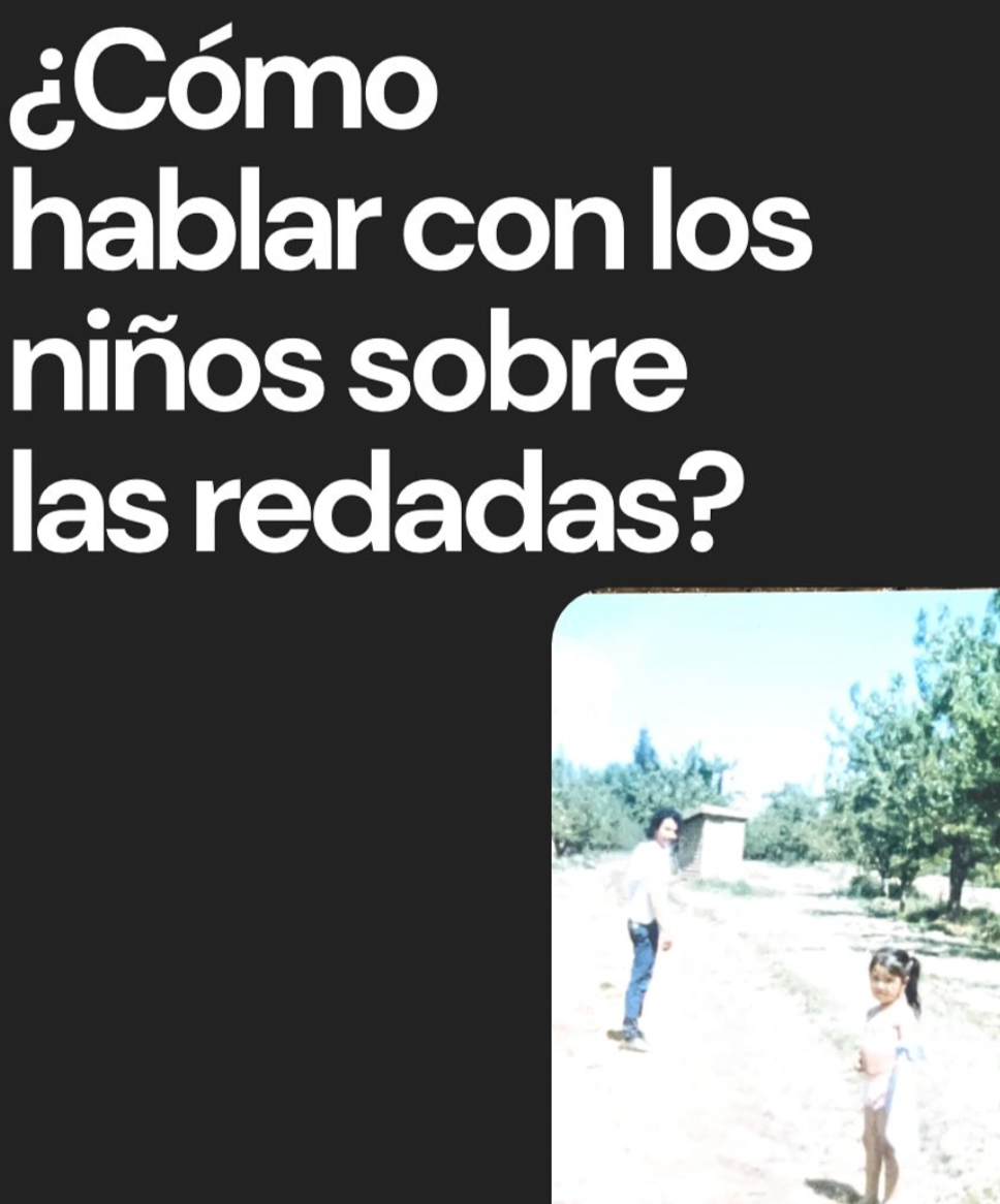 Texto en la imagen que dice '¿Cómo hablar con los niños sobre las redes?' y una foto de dos niños en un campo con árboles y cielo despejado.