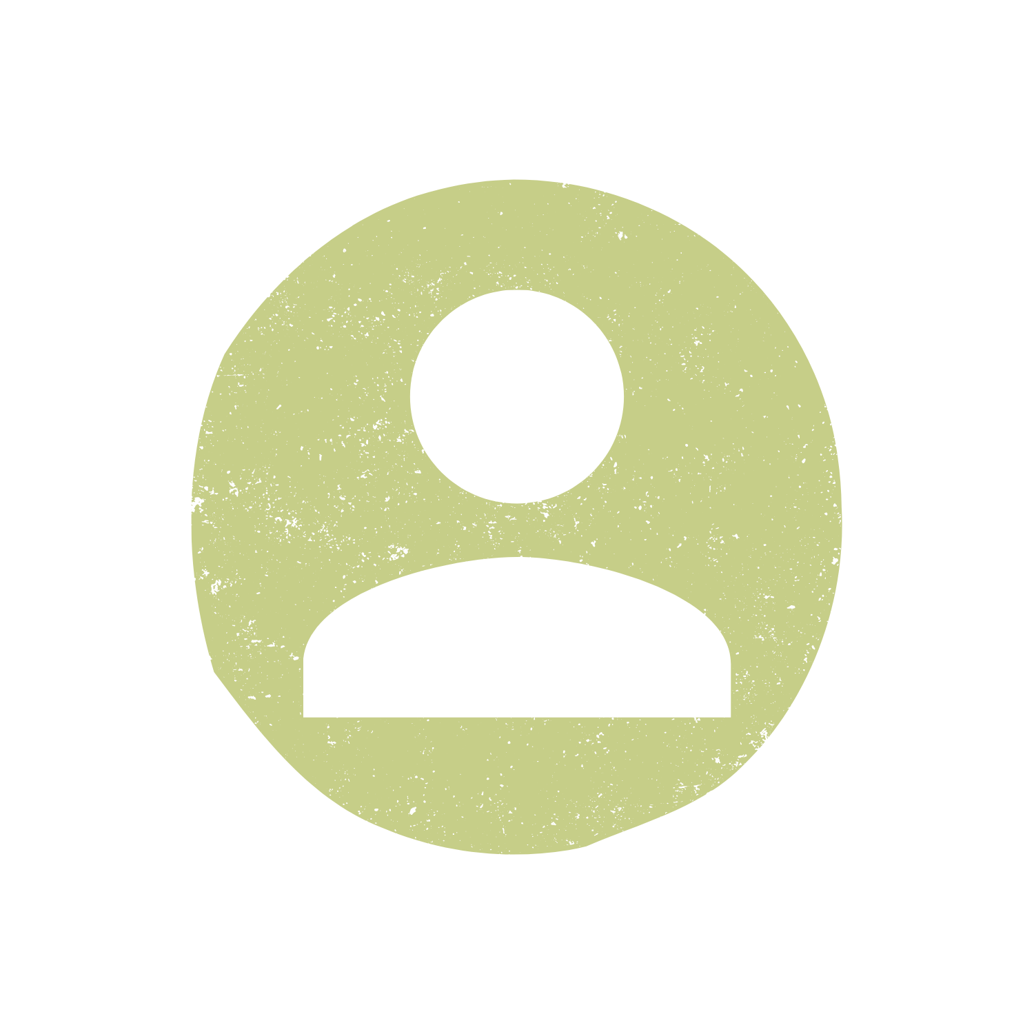 Icon of a user profile with a circular head and shoulders, enclosed in a green circle with a textured appearance, on a black background.