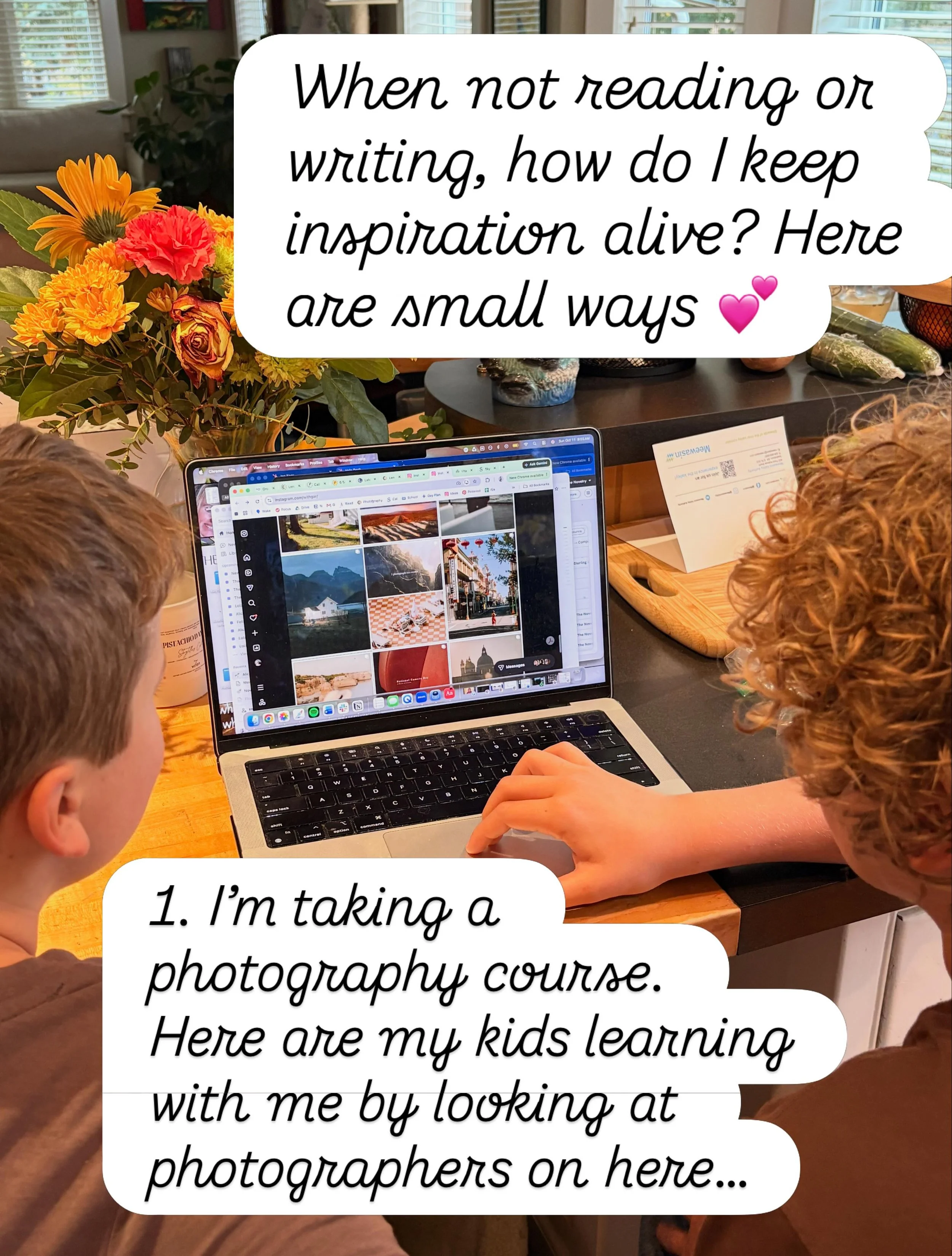 Inspiration is around the edges, as well as in the latest books I&rsquo;ve been reading (Kingfisher and Getting Away With Murder in the last few days).

I&rsquo;d sum it up as these five small ways that keep inspiration going when I&rsquo;m not in a 