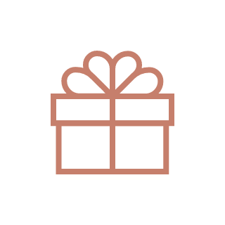 Simple line drawing of a wrapped gift box with a bow on top for quinceañeras 7 cultueral celebrations