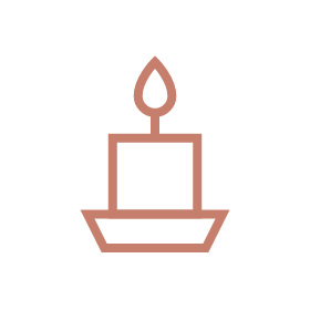 Simple line drawing of a candle representing funerals and memorials