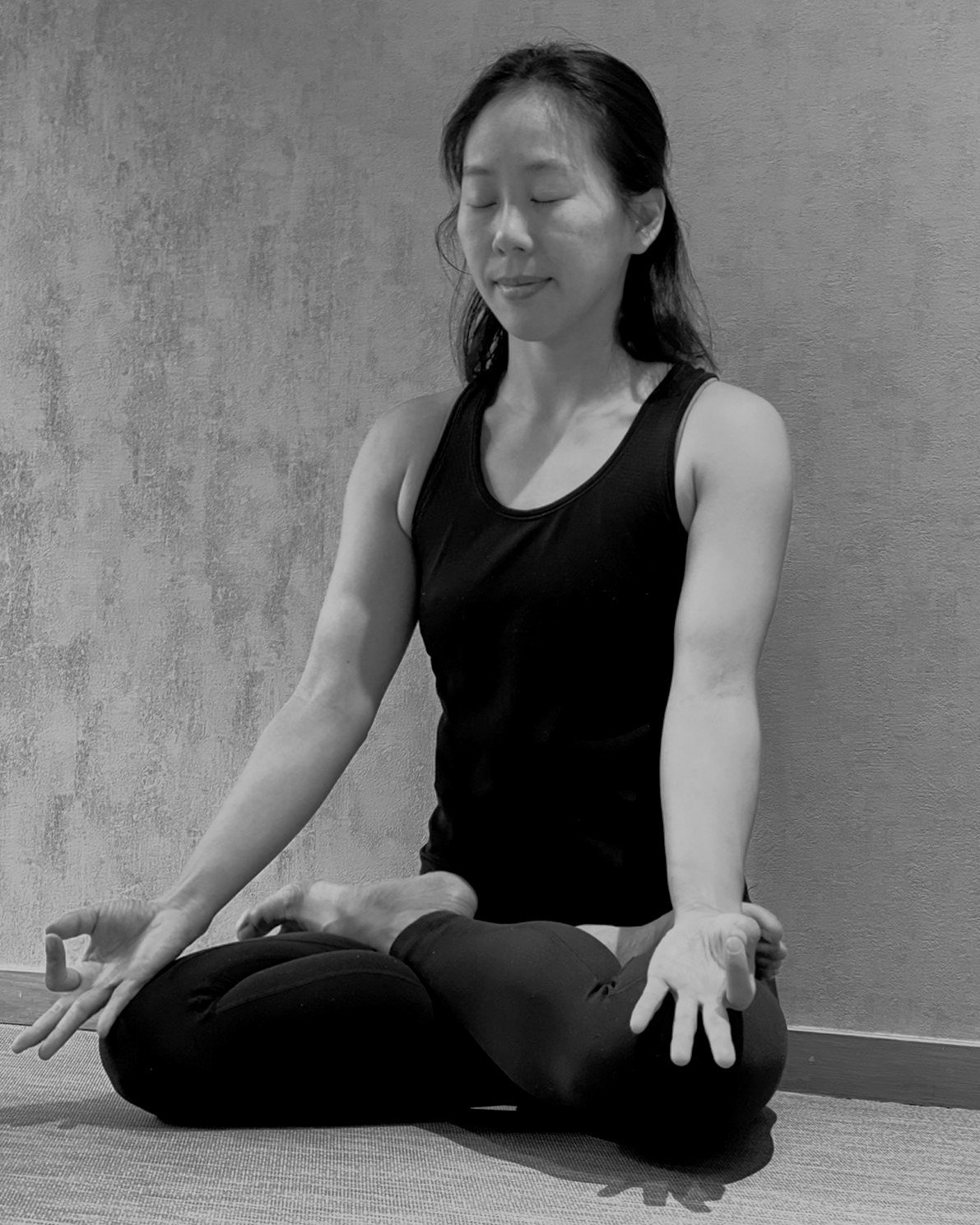 Stefanie Wai. Yoga meditation practice. Padmasana - lotus pose. Post-practice moment. Integrating the prana and residue after asana practice. A moment of mindfulness and quiet. Nurturing peace and resilience.