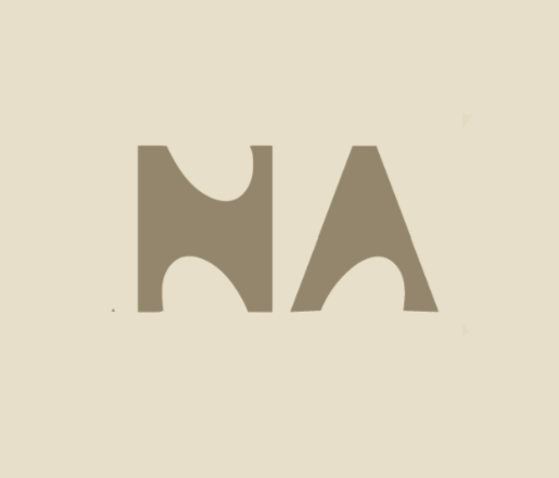 Illustration of the phrase 'H A' with stylized, blocky letters in a beige background.
