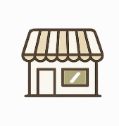 Small storefront with a striped awning and a window.