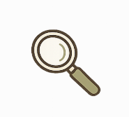 Magnifying glass with a brown handle and a circular glass lens.