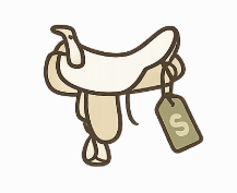 A drawing of a goat with a rope collar and a tag hanging from its neck.