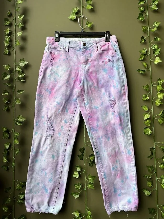 Pink, Purple, Blue Dyed Jeans