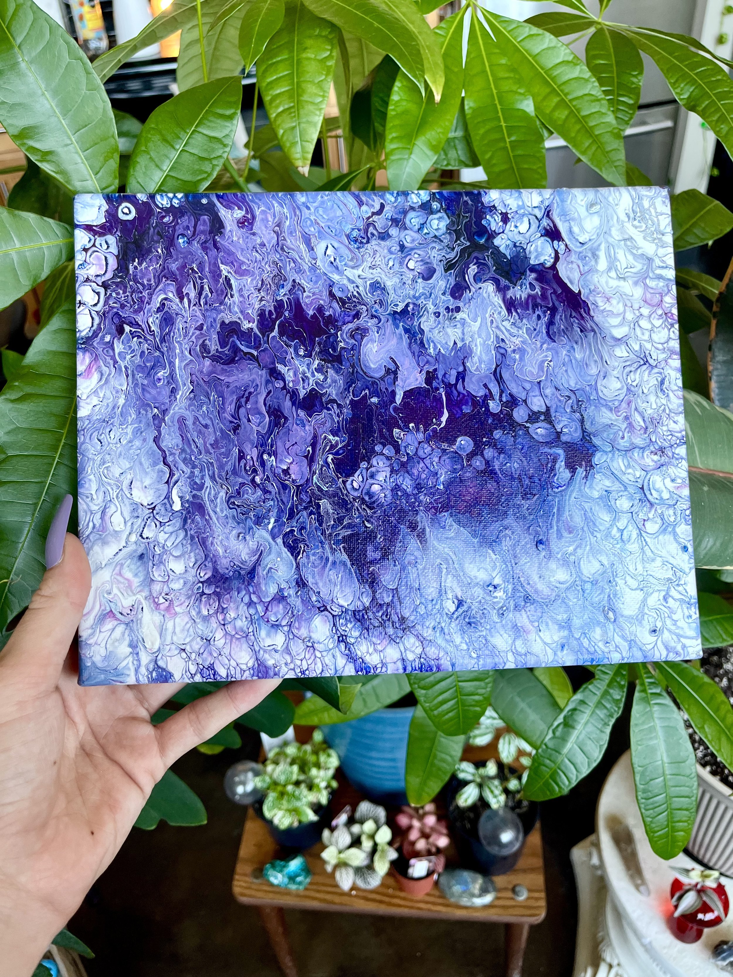 Snowy Purple Acrylic Pour