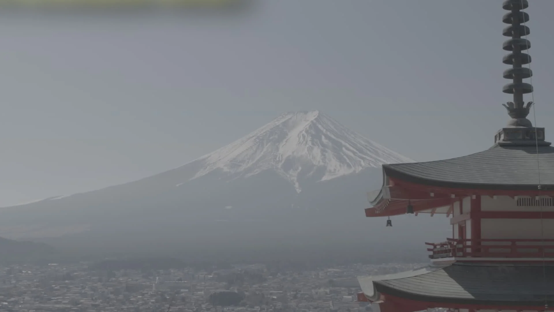 Mount Fuji behind a pagoda, ungraded straight out of camera