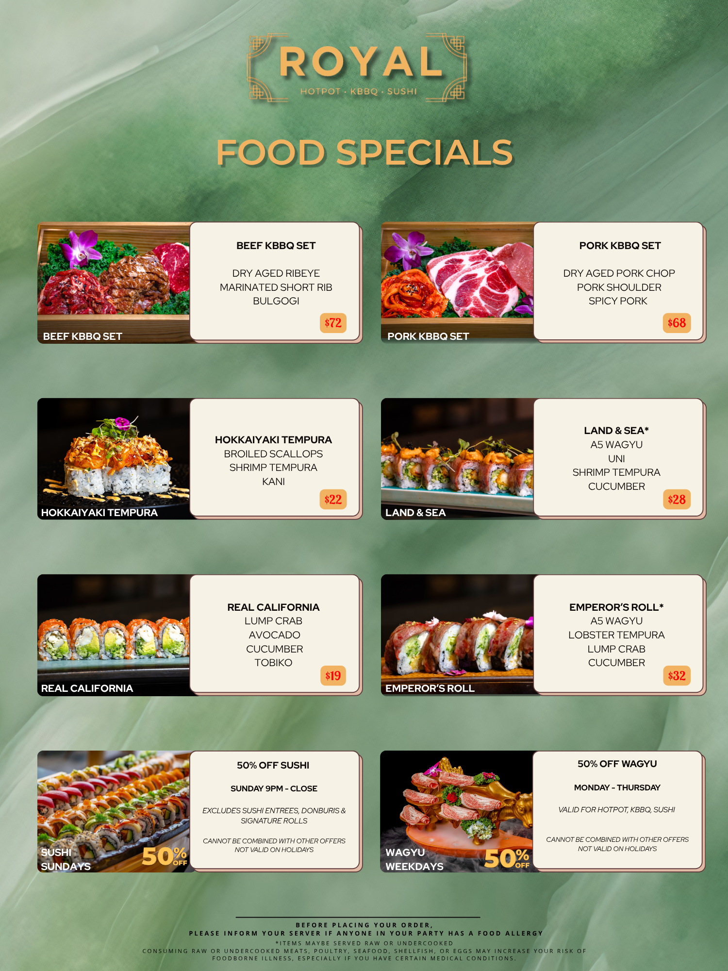 Royal Hotpot Food Specials