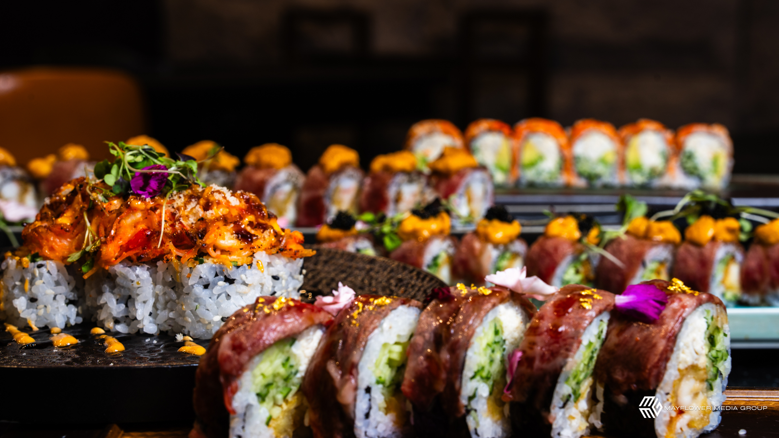 Sushi spread from Royal