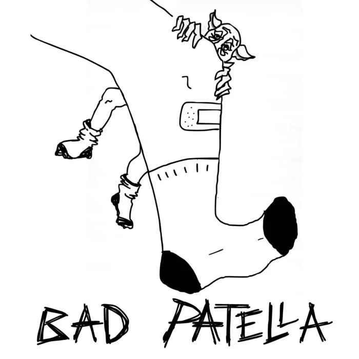 An album cover depicting a poorly drawn leg in a sock, with a goblin clinging to it. The words "BAD PATELLA" are written below.