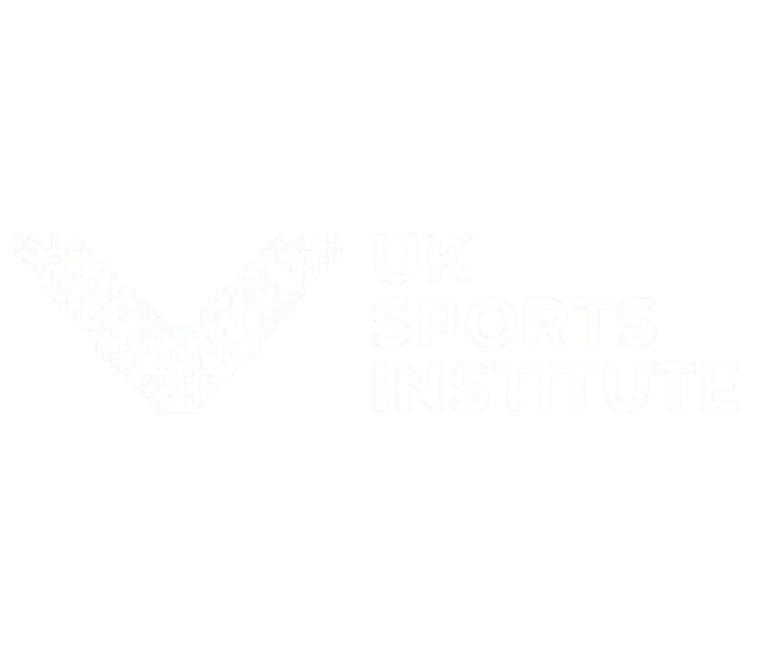 Logo of UK Sports Institute with a pixelated triangular symbol and text in white and purple.