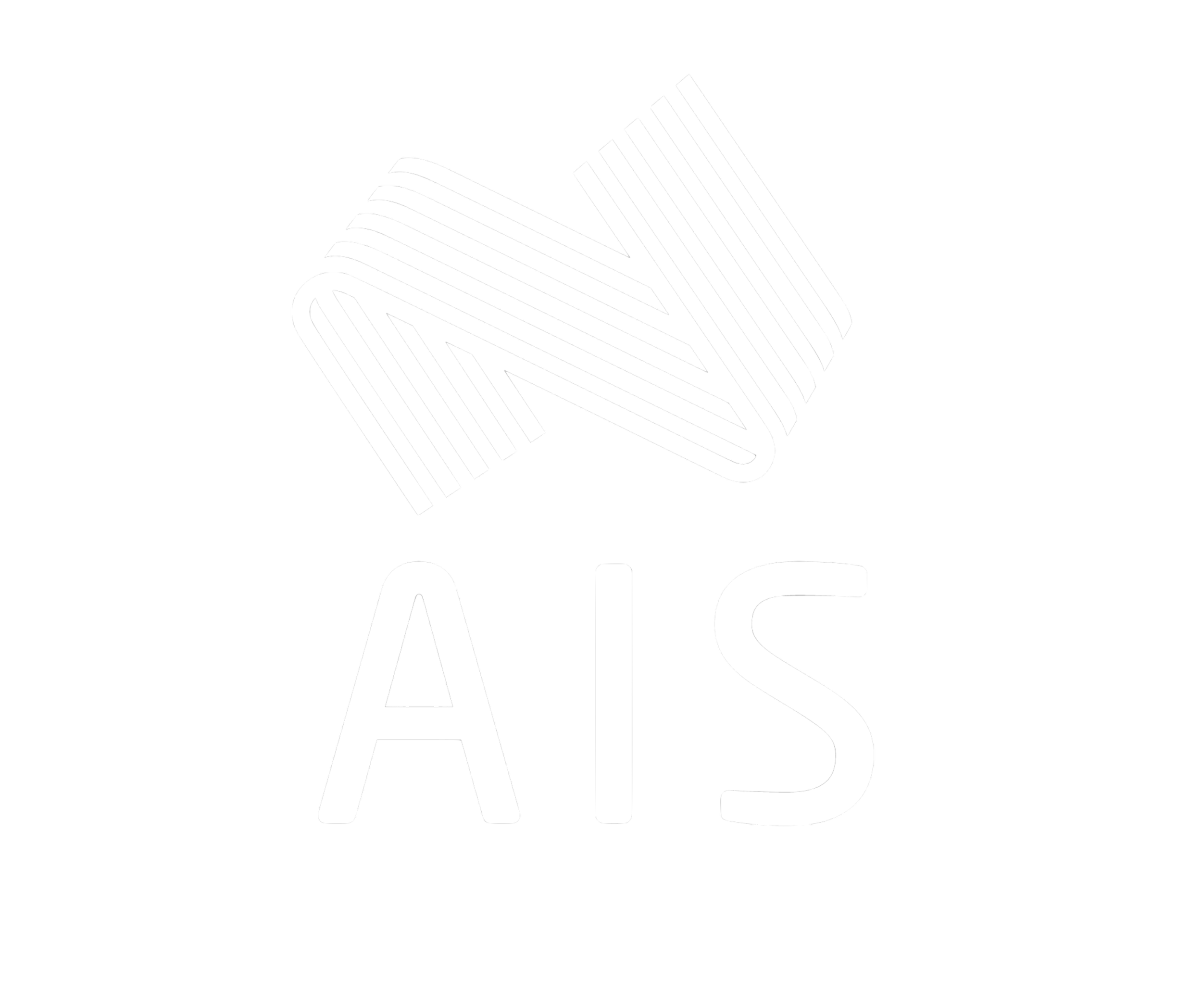 A black and white logo with a stylized geometric shape above the text 'AIS'.