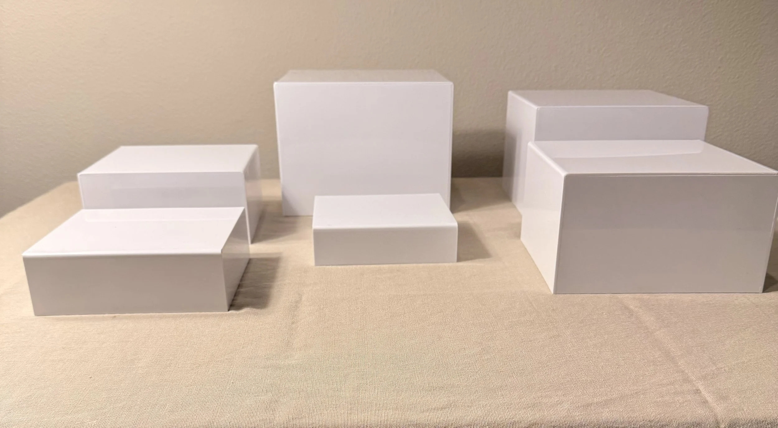 6 White Acrylic Buffet Risers