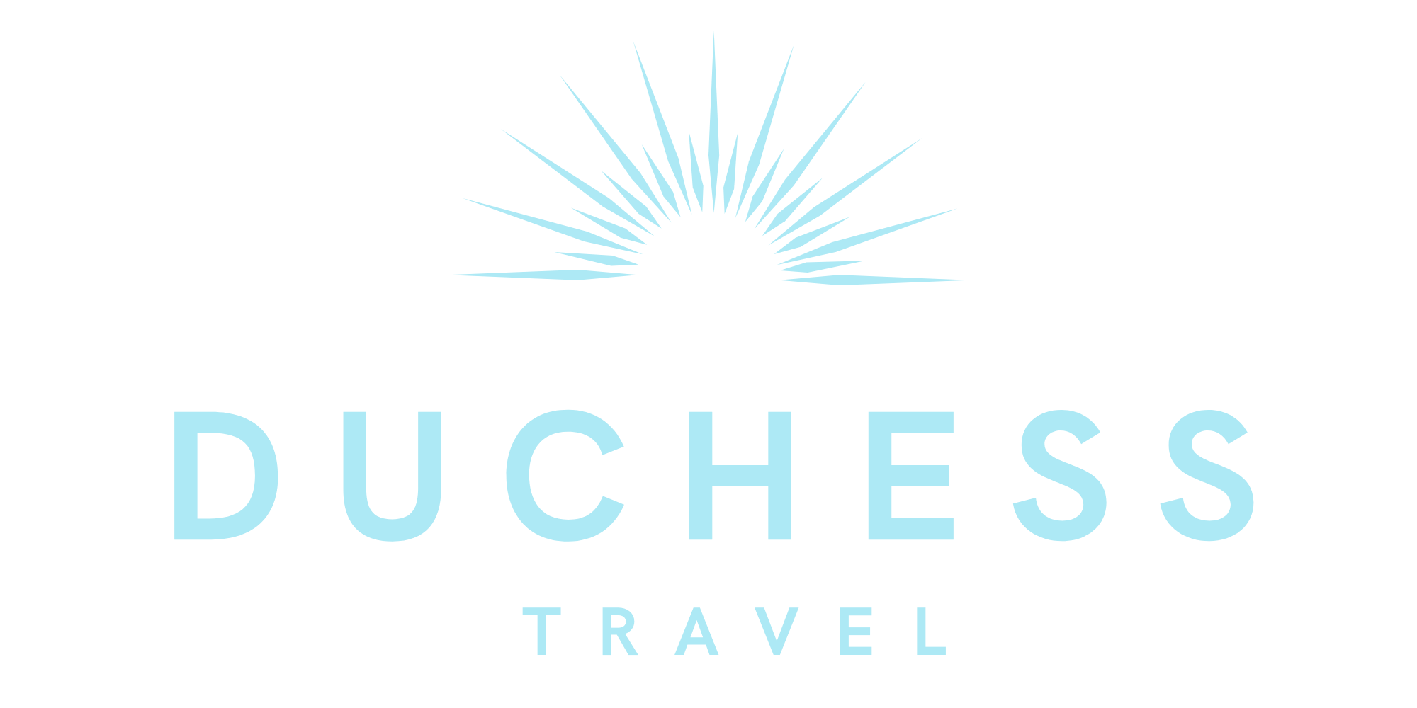 Duchess Travel logo featuring a stylized sunrise above the company name in light blue and black colors.