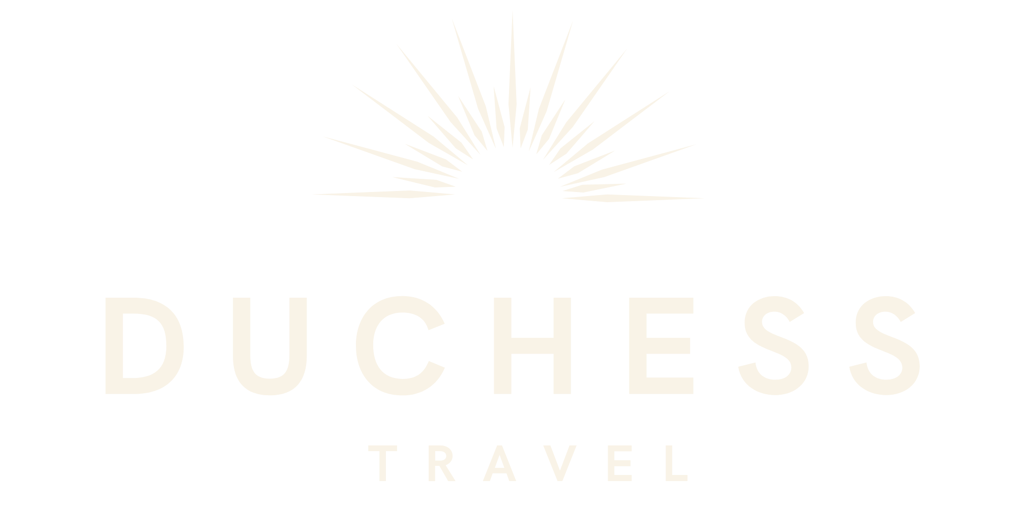 Logo of Duchess Travel featuring a stylized sunburst graphic above the company name in bold white text on a black background.