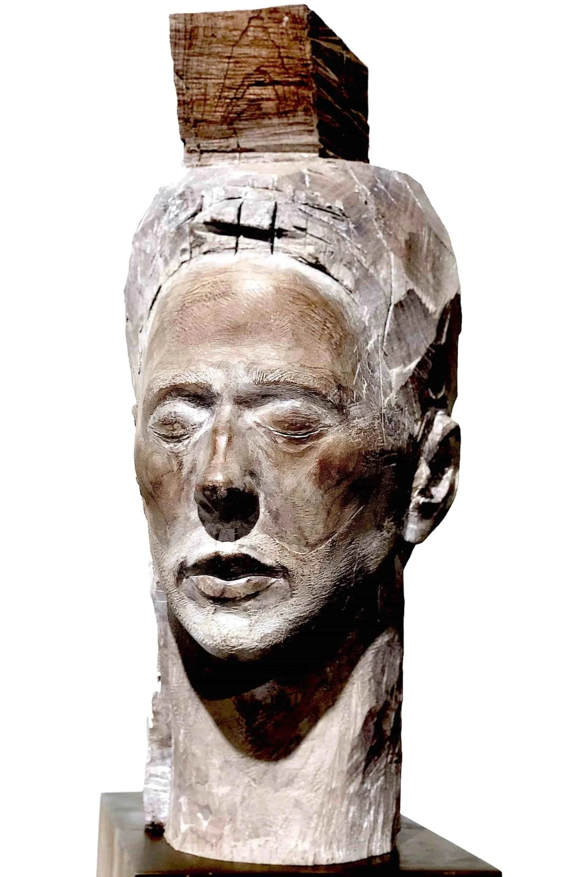 'KNOWLEDGE', painted woodcarving, Melbourne 2023.