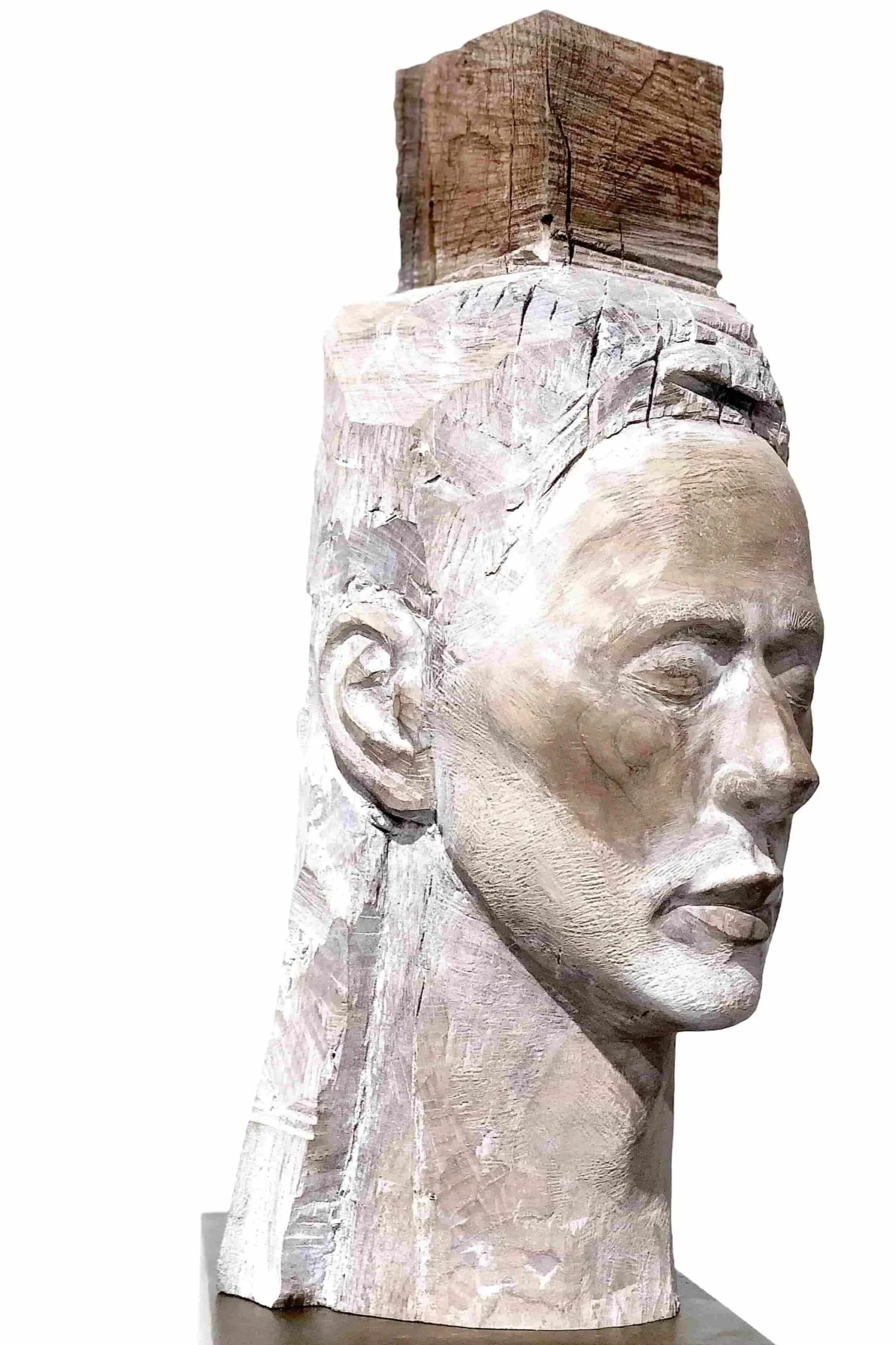 'KNOWLEDGE', painted woodcarving, Melbourne 2023.