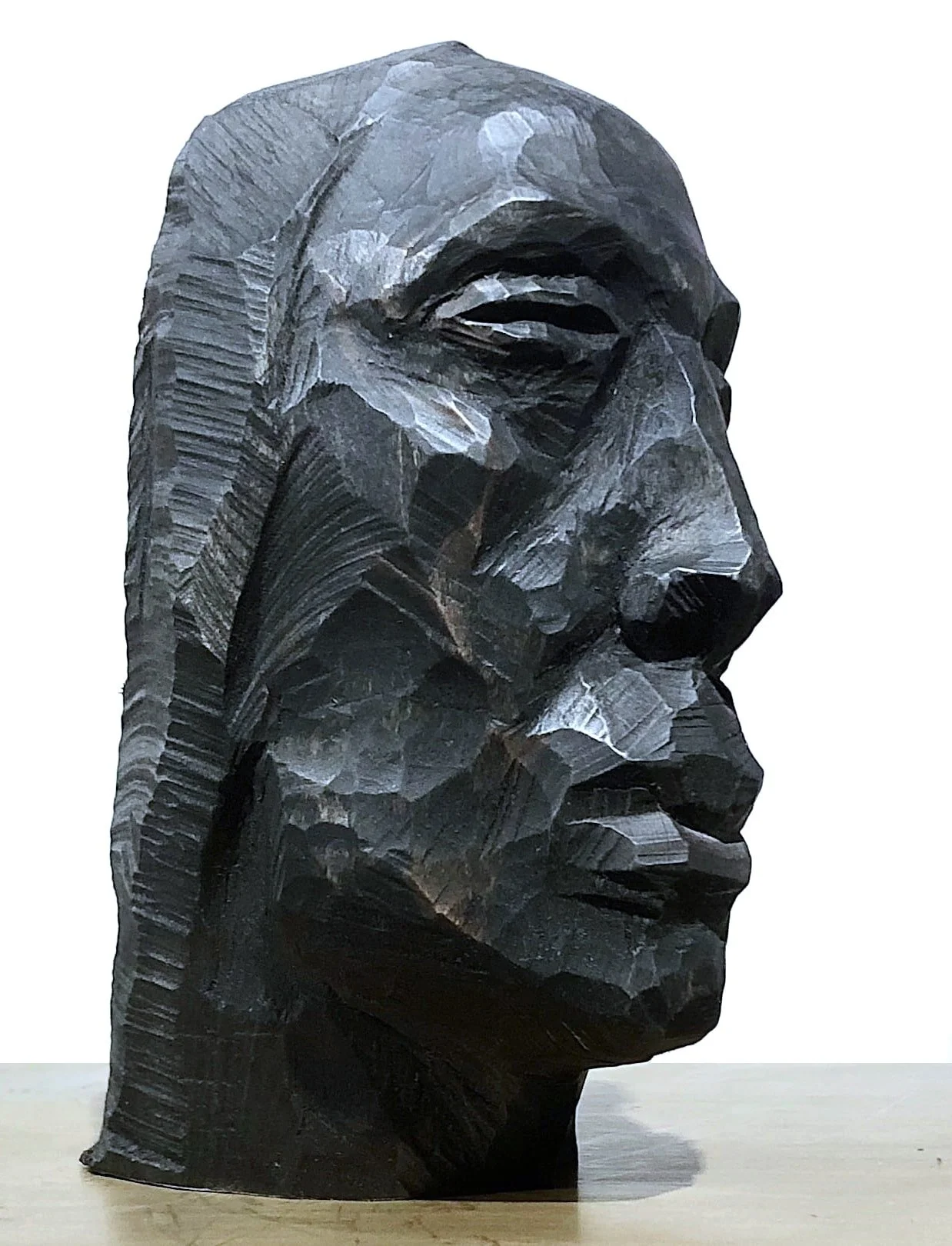 'HEAD', painted woodcarving, Melbourne 2003.