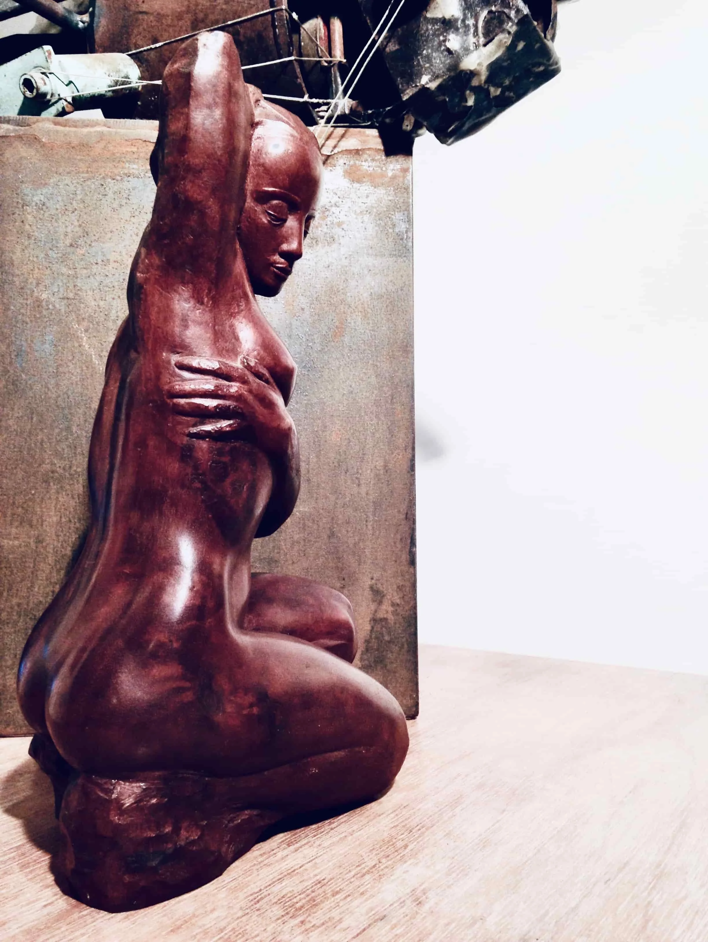 'BATHER', Red Gum woodcarving (h 300 mm), Adelaide 1994.