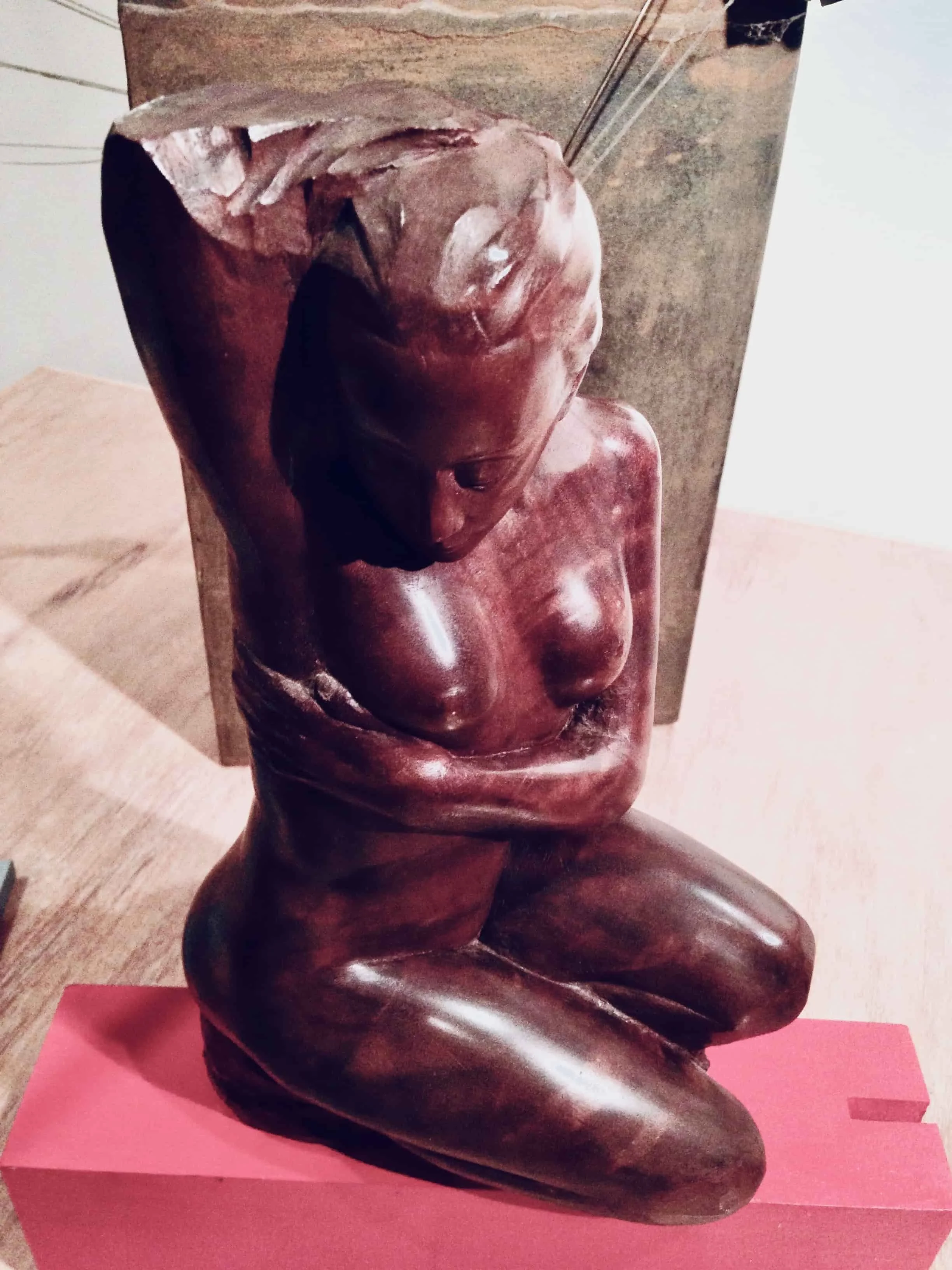 'BATHER', Red Gum woodcarving (h 300 mm), Adelaide 1994.