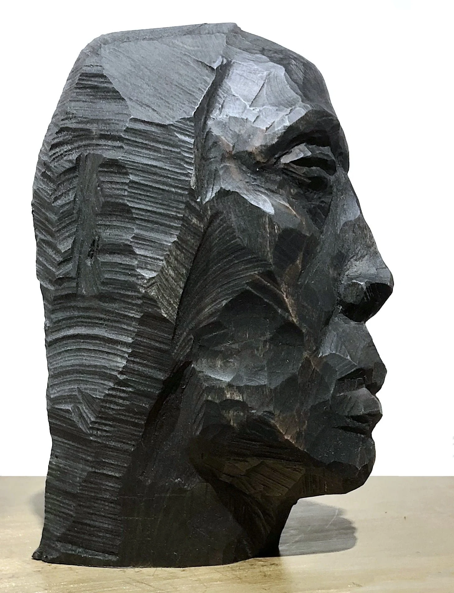 'HEAD', painted woodcarving, Melbourne 2003.