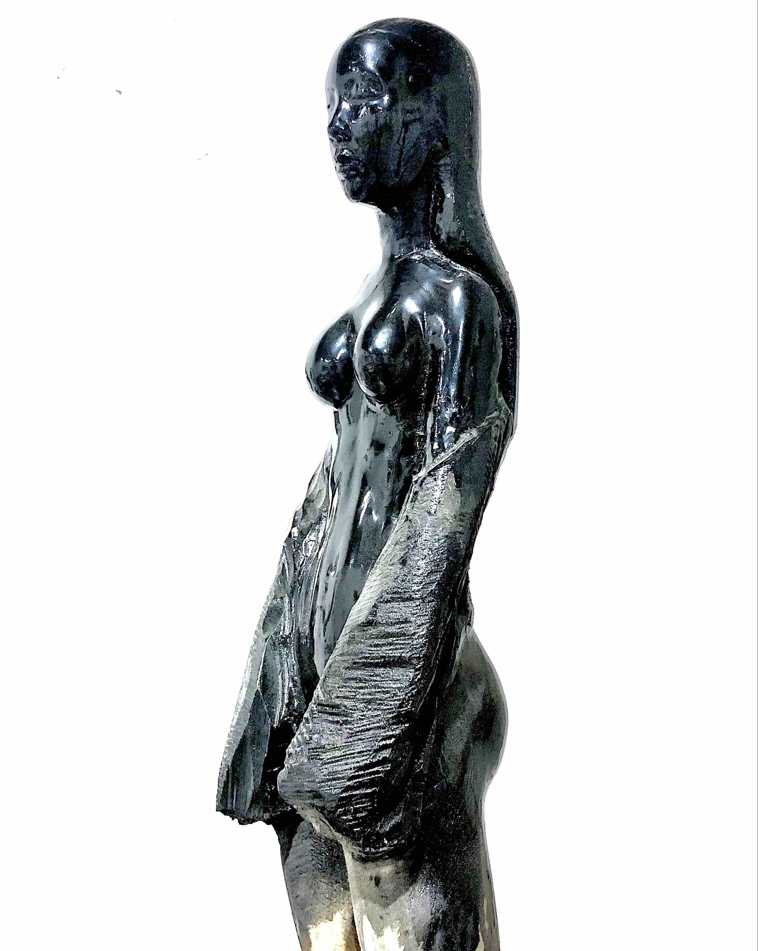 'BLACK RAIN', painted woodcarving, Melbourne 2023.