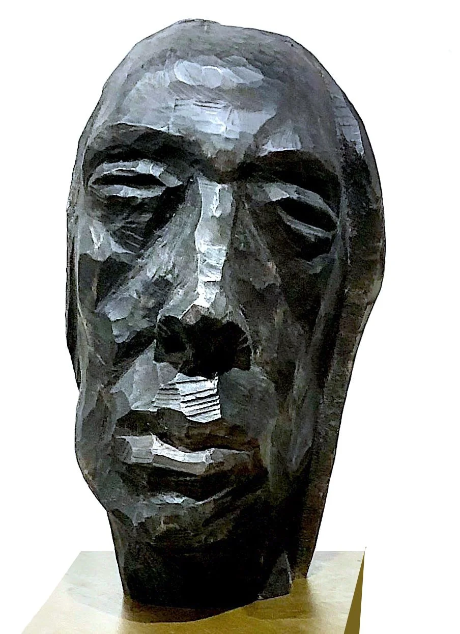 'HEAD', painted woodcarving, Melbourne 2003.