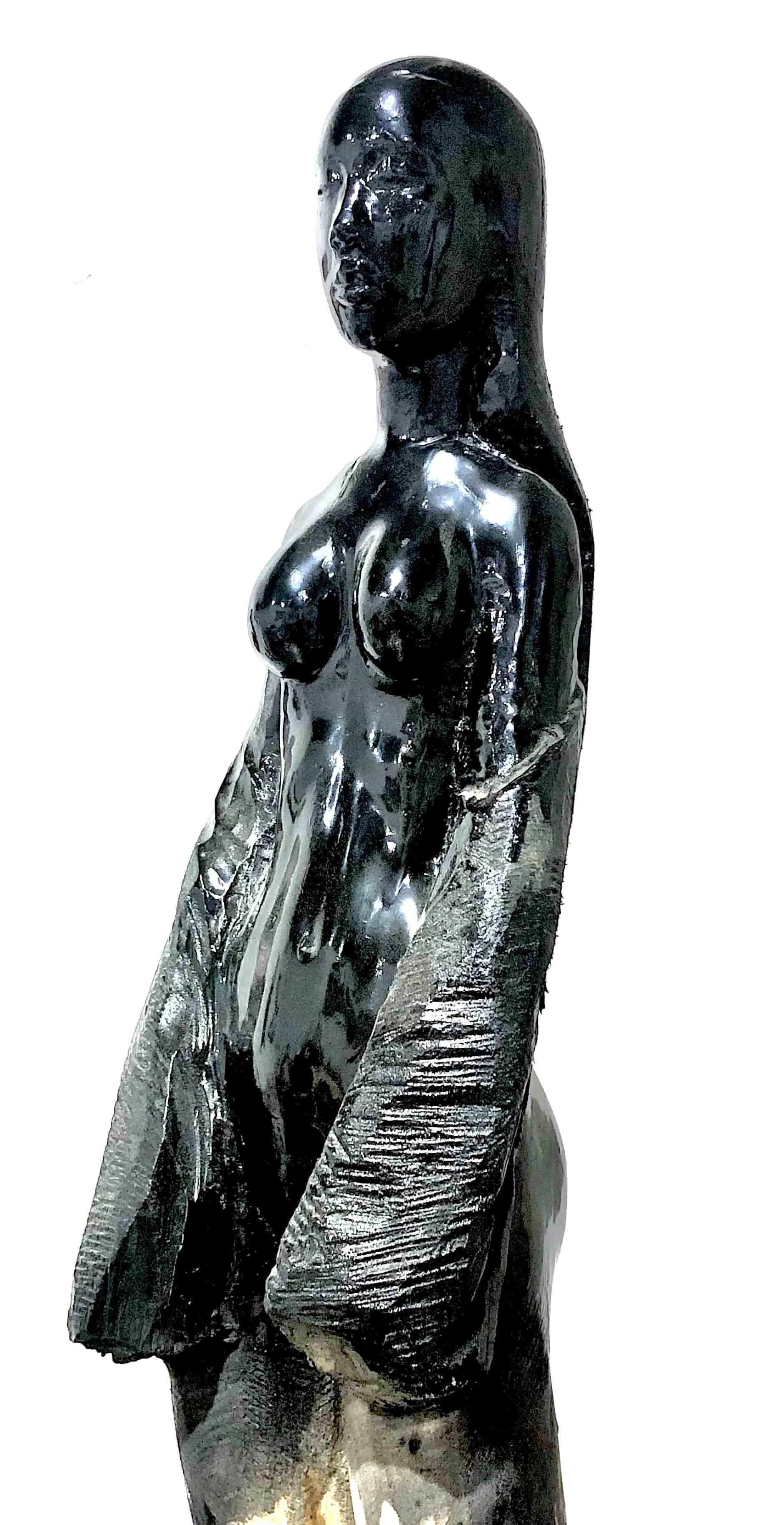 'BLACK RAIN', painted woodcarving, Melbourne 2023.