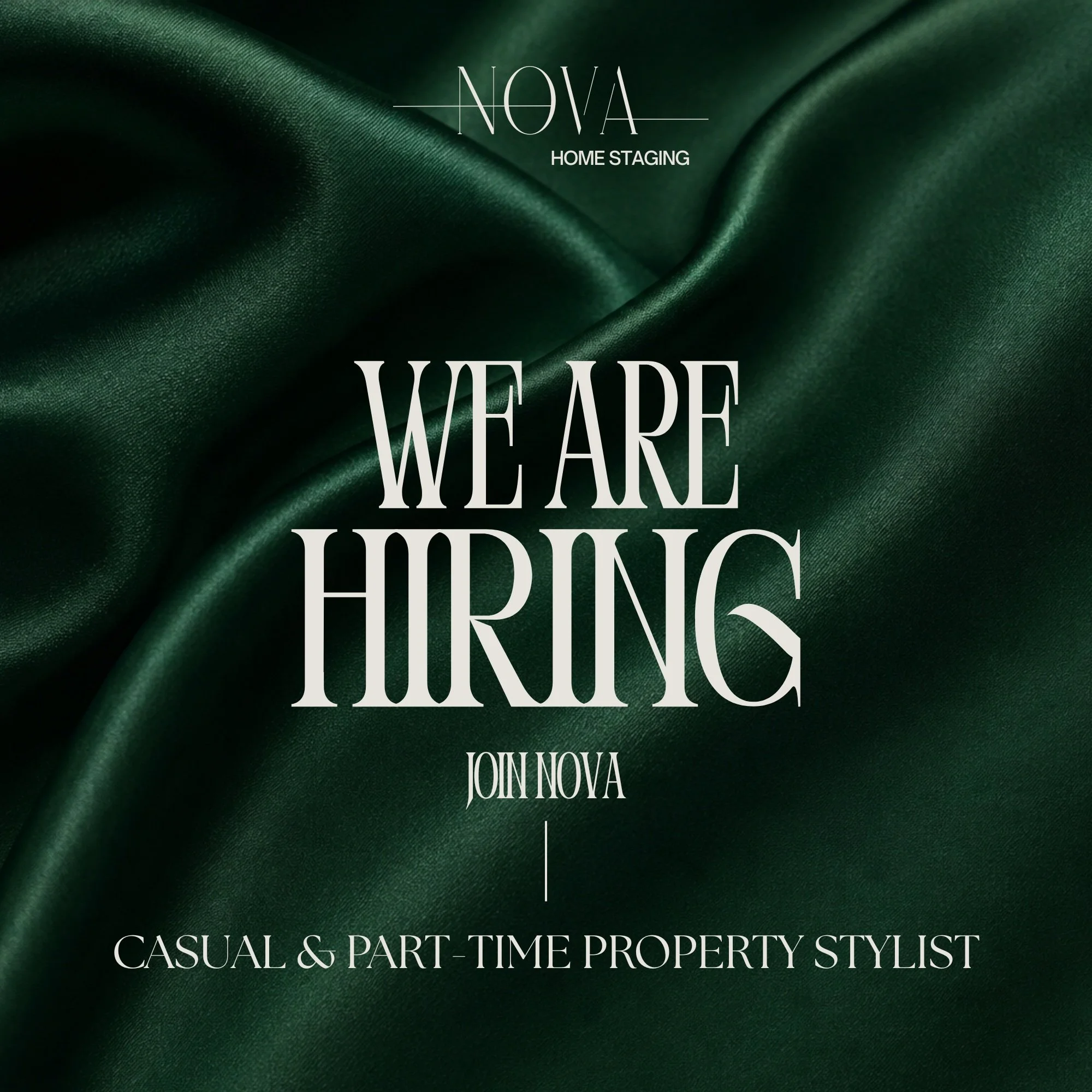 ✨ WE&rsquo;RE HIRING &mdash; PROPERTY STYLISTS ✨

Nova is growing, and we&rsquo;re looking for 2 x Casual / Part-Time Property Stylists to join our team.

We&rsquo;re looking for people with a natural eye for interiors, an obsession with the little d
