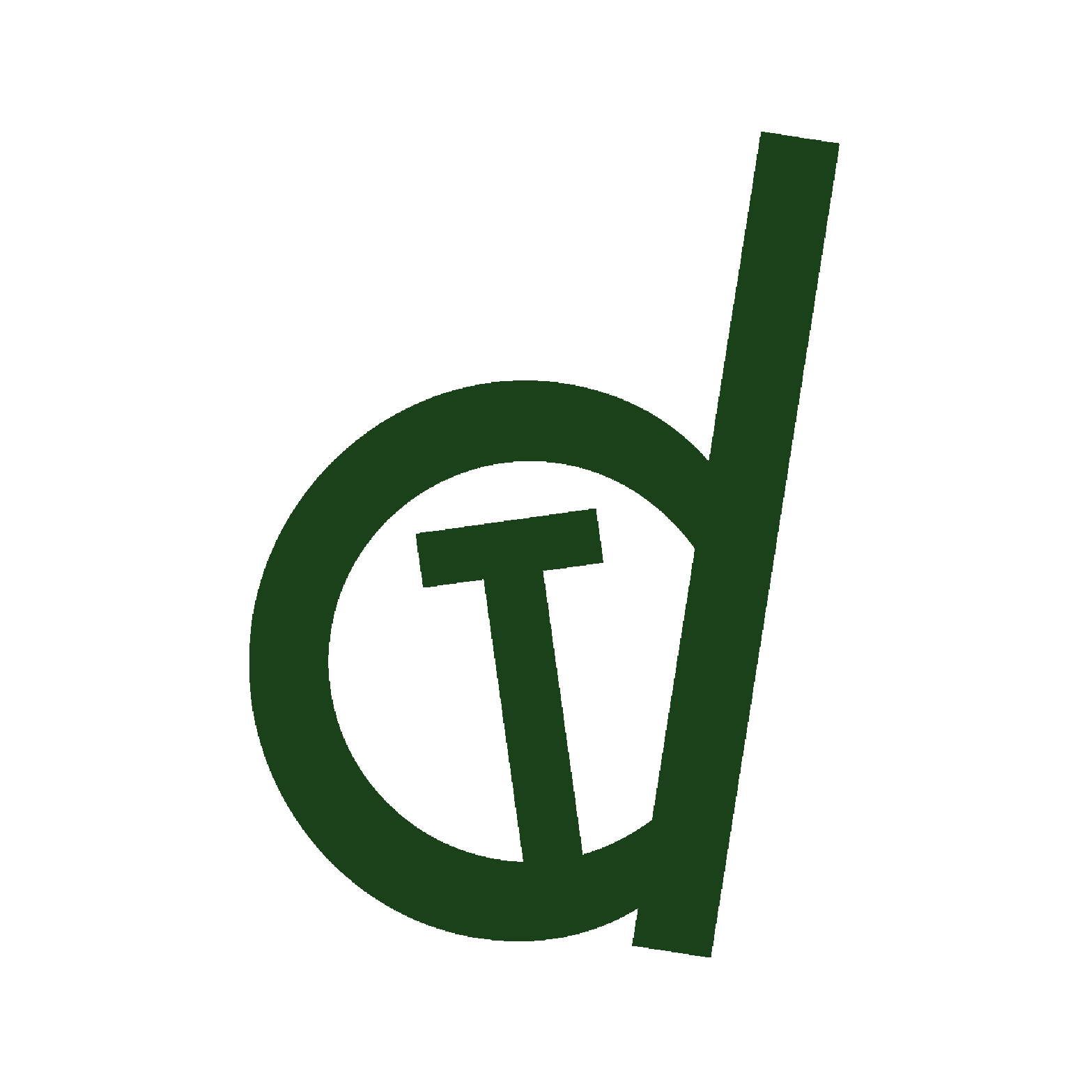 Stylized logo with a lowercase letter 'd' and a check mark inside the loop of the 'd', both in dark green.