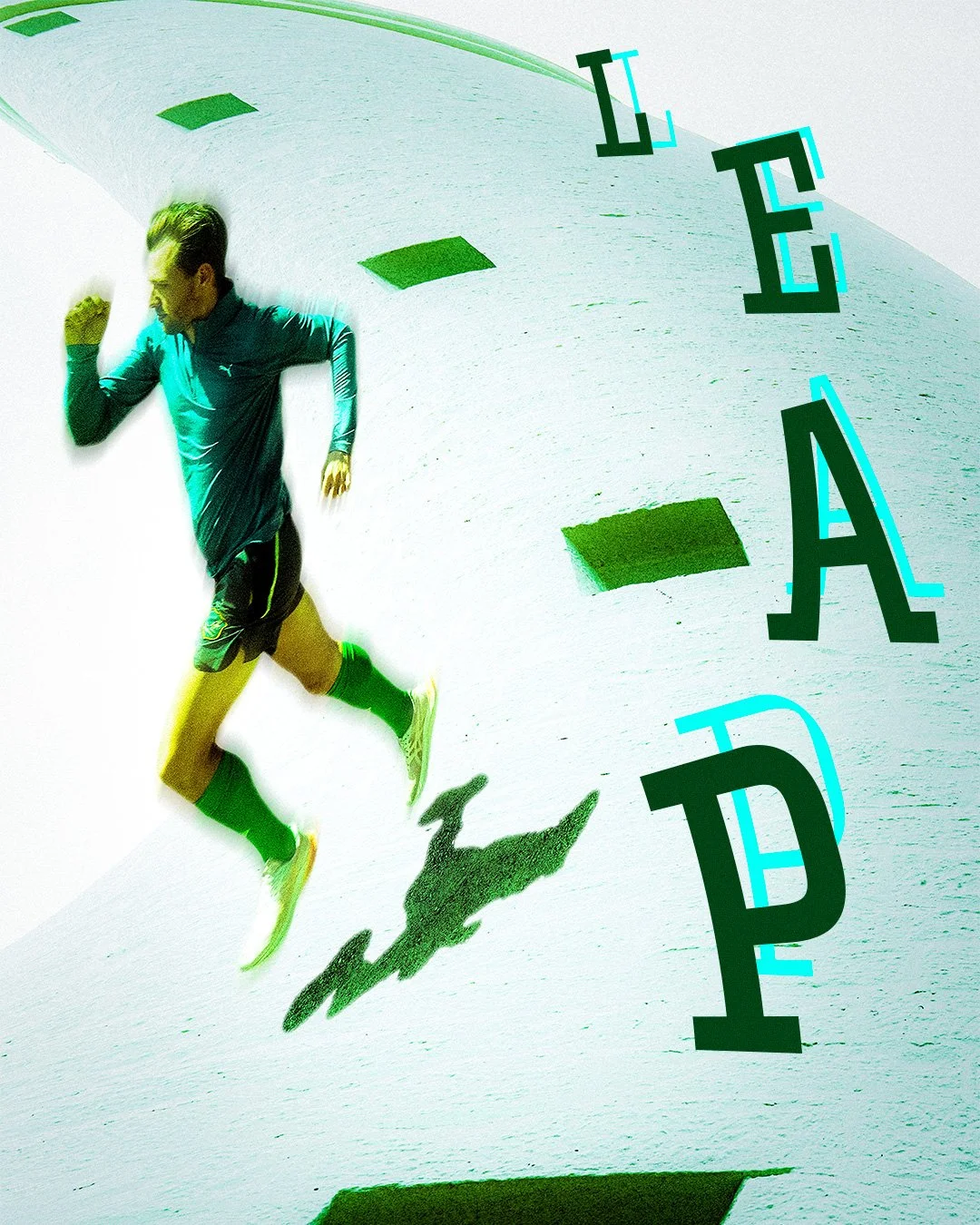 A person is running on a curved track with the names of the months around it, but the person appears to be floating or jumping, creating an illusion of movement.