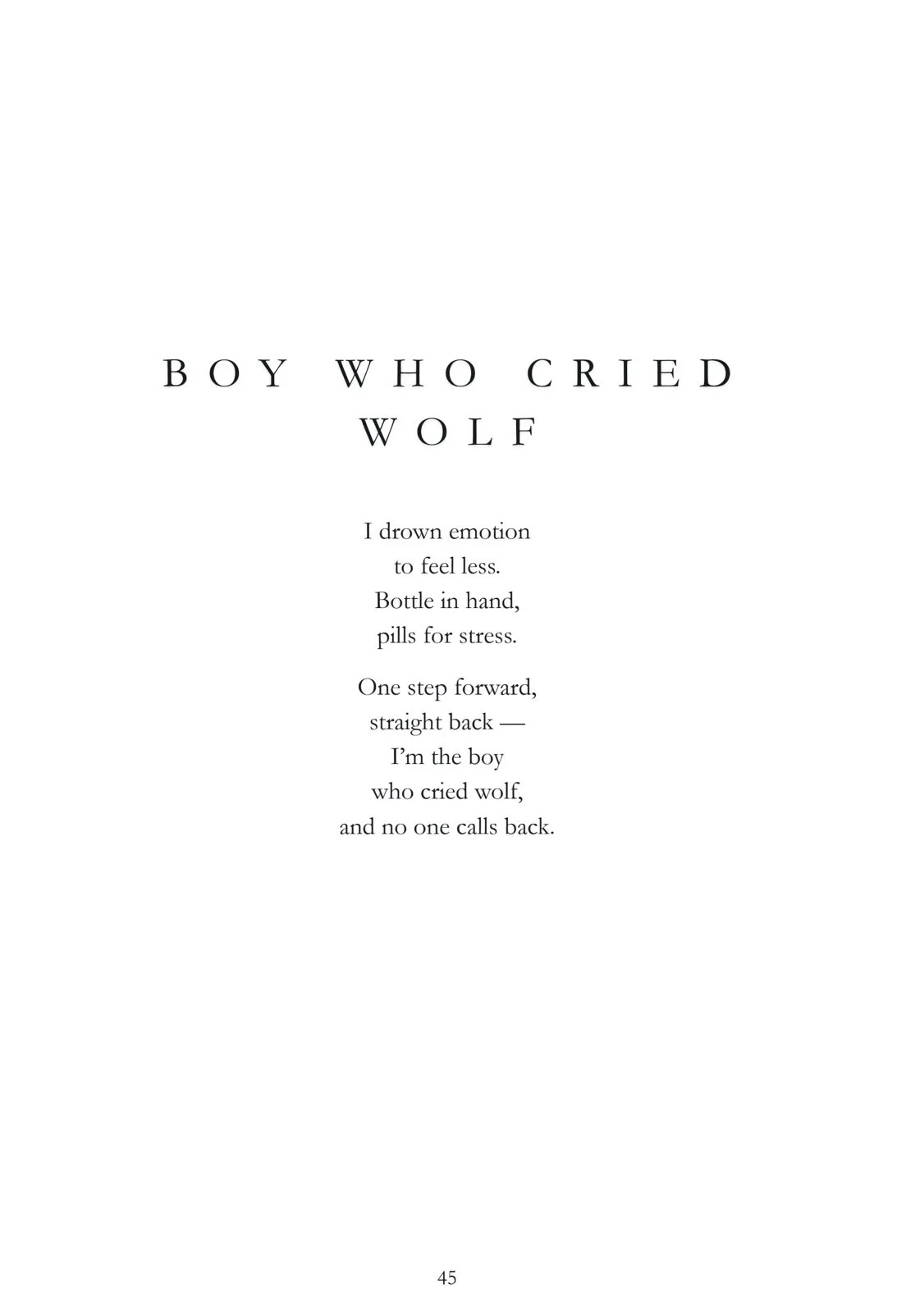 The poem 'Boy Who Cried Wolf'.
