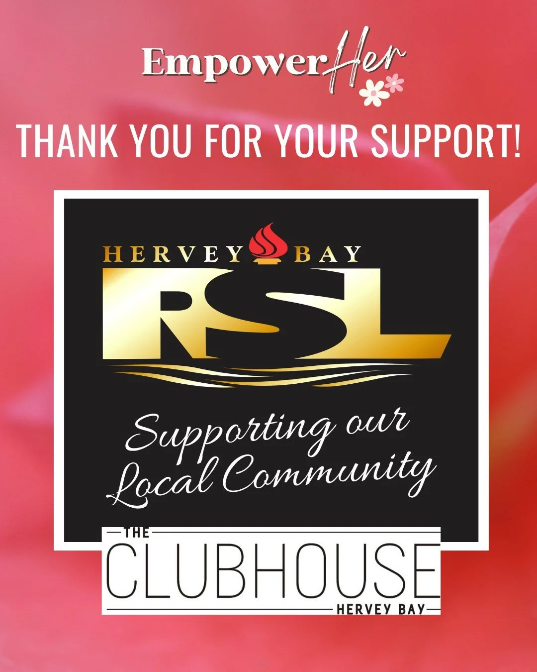 A very special thank you to the @herveybay_rsl for supporting EmpowerHer through their Community Grant Program.

We are honoured to receive this support for the second year running, and we are incredibly grateful for their ongoing commitment to initi