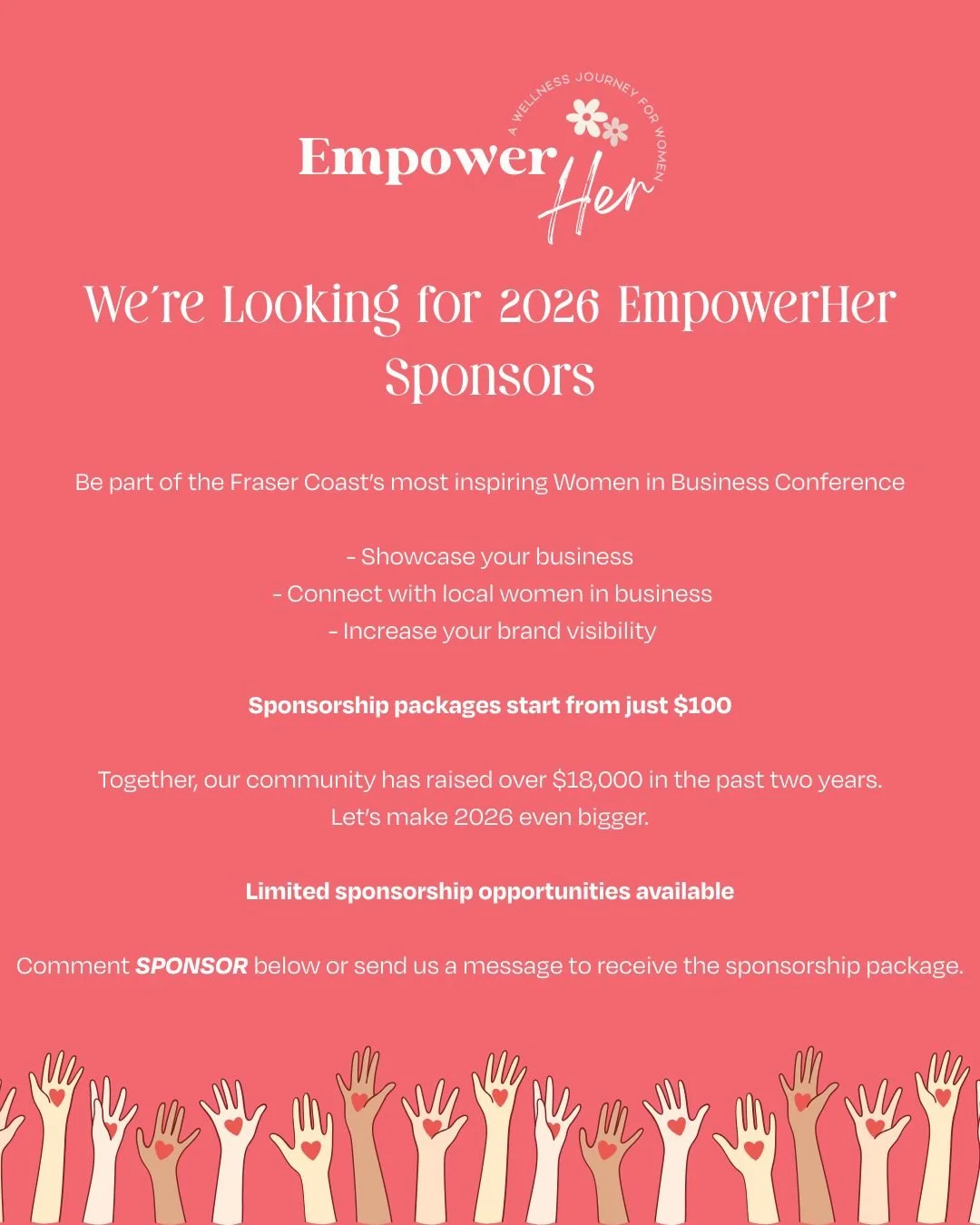 You&rsquo;re going to want to be quick on this&hellip;

Our EmpowerHer 2026 sponsorship spots are almost gone.

What started as a &ldquo;we&rsquo;ll just open expressions of interest&rdquo; has very quickly turned into spots being snapped up behind t