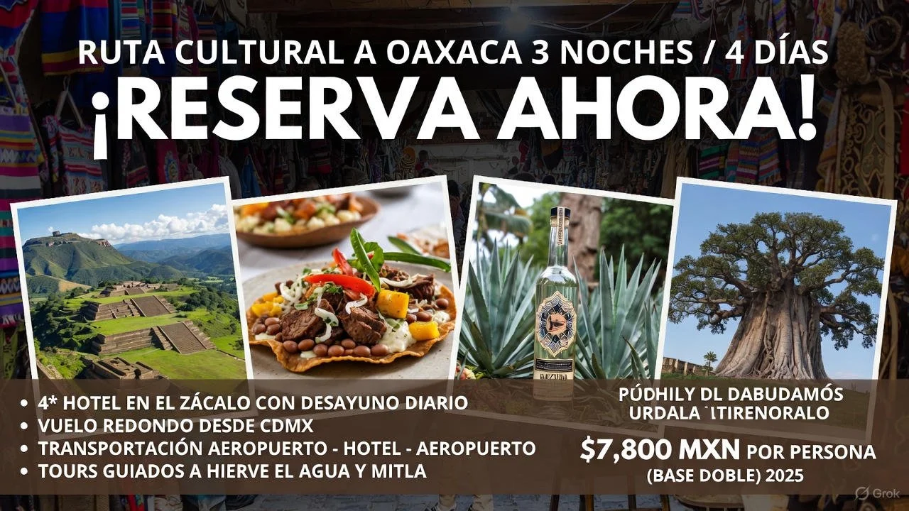 Ruta cultural a Oaxaca de 4 días volando desde CDMX con Yesica's Magic Routix.