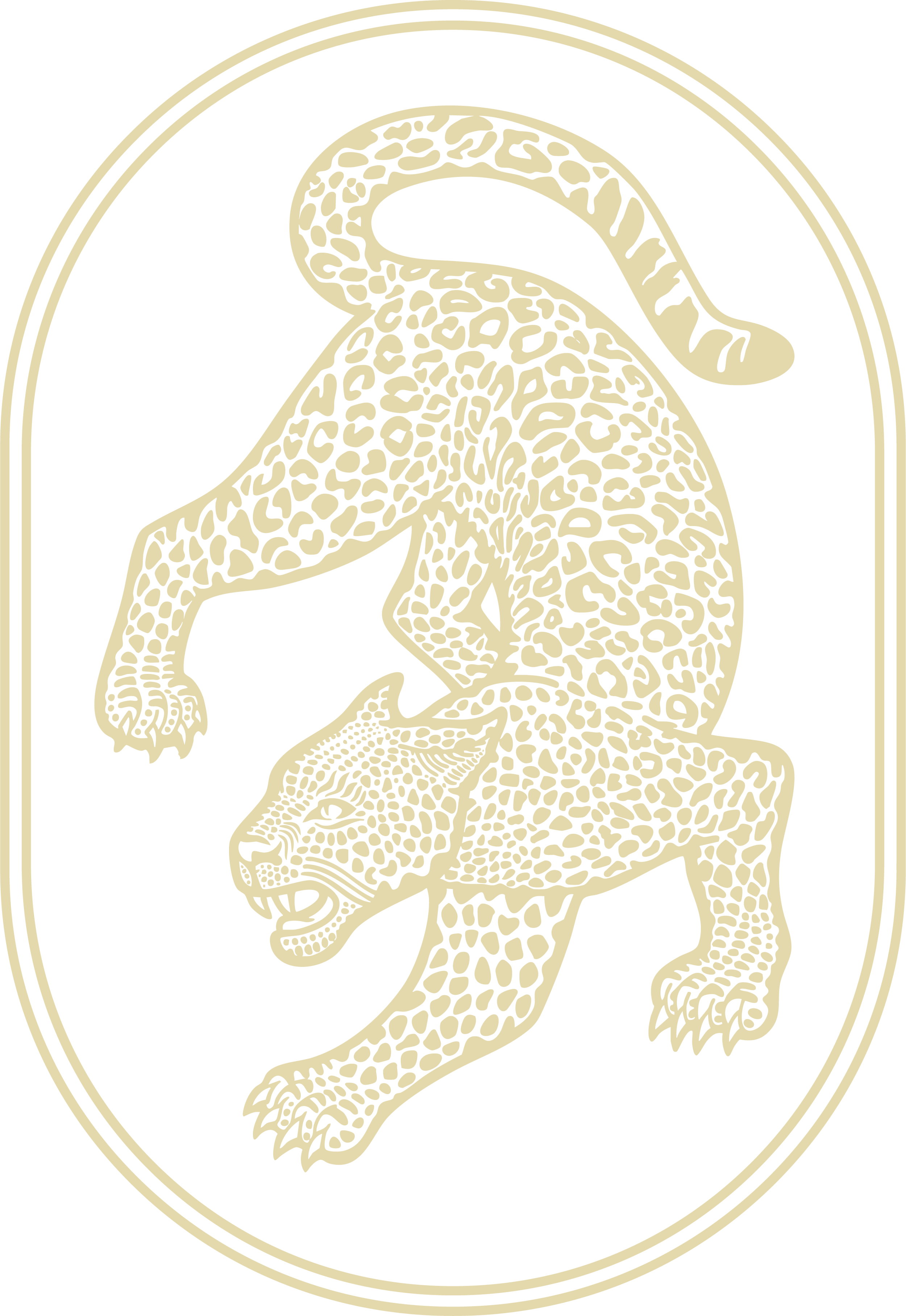 A stylized illustration made for The Lakehouse of a leopard in a walking pose, with b