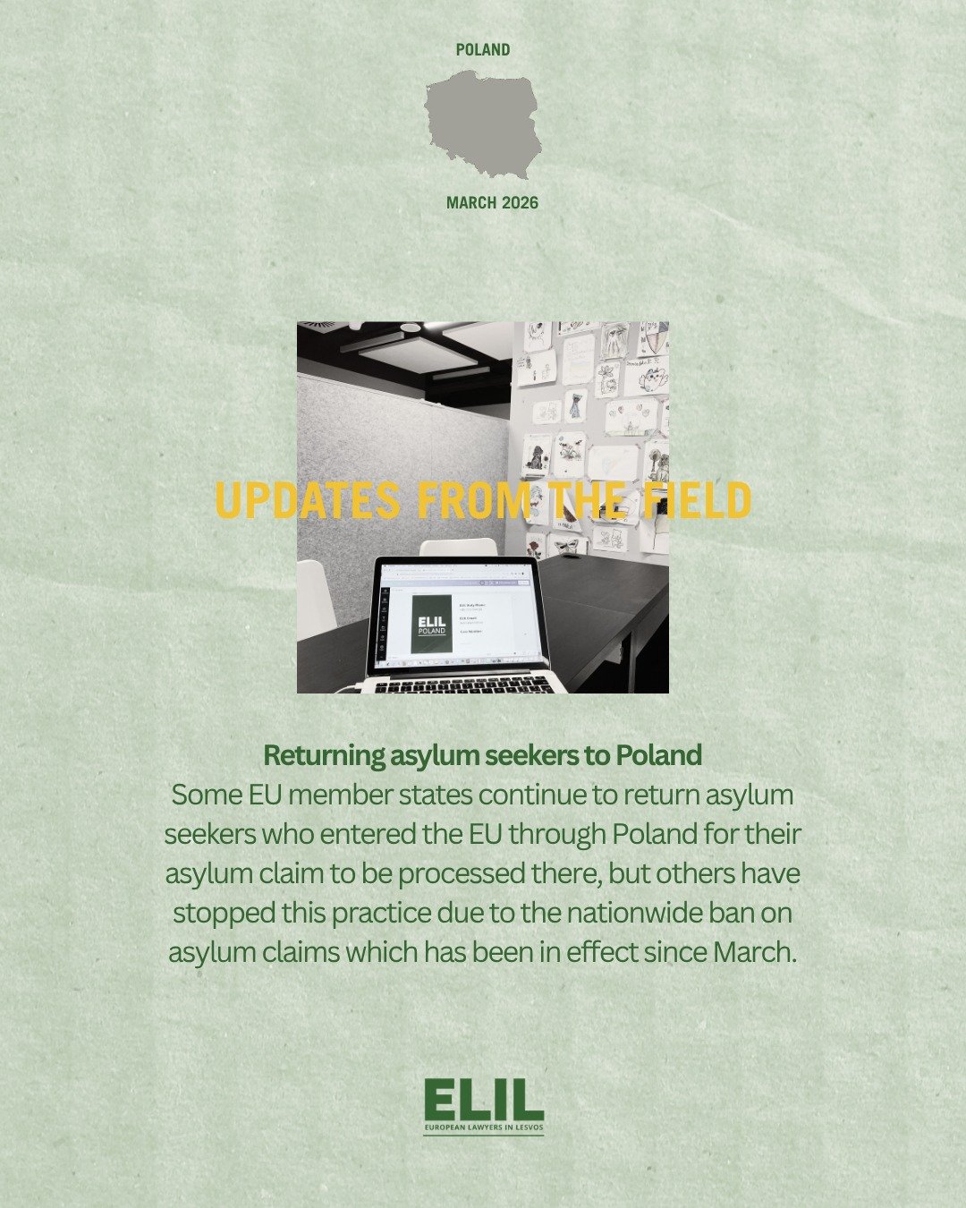 Context update Poland! 

We are sharing successes and challenges from our work in March in Warsaw and at the Poland Belarus border. Swipe across to learn more! 

#SwissEuropeContribution #SwissEuropeRapidResponseFund #europeanlawyersinlesvos #migrati