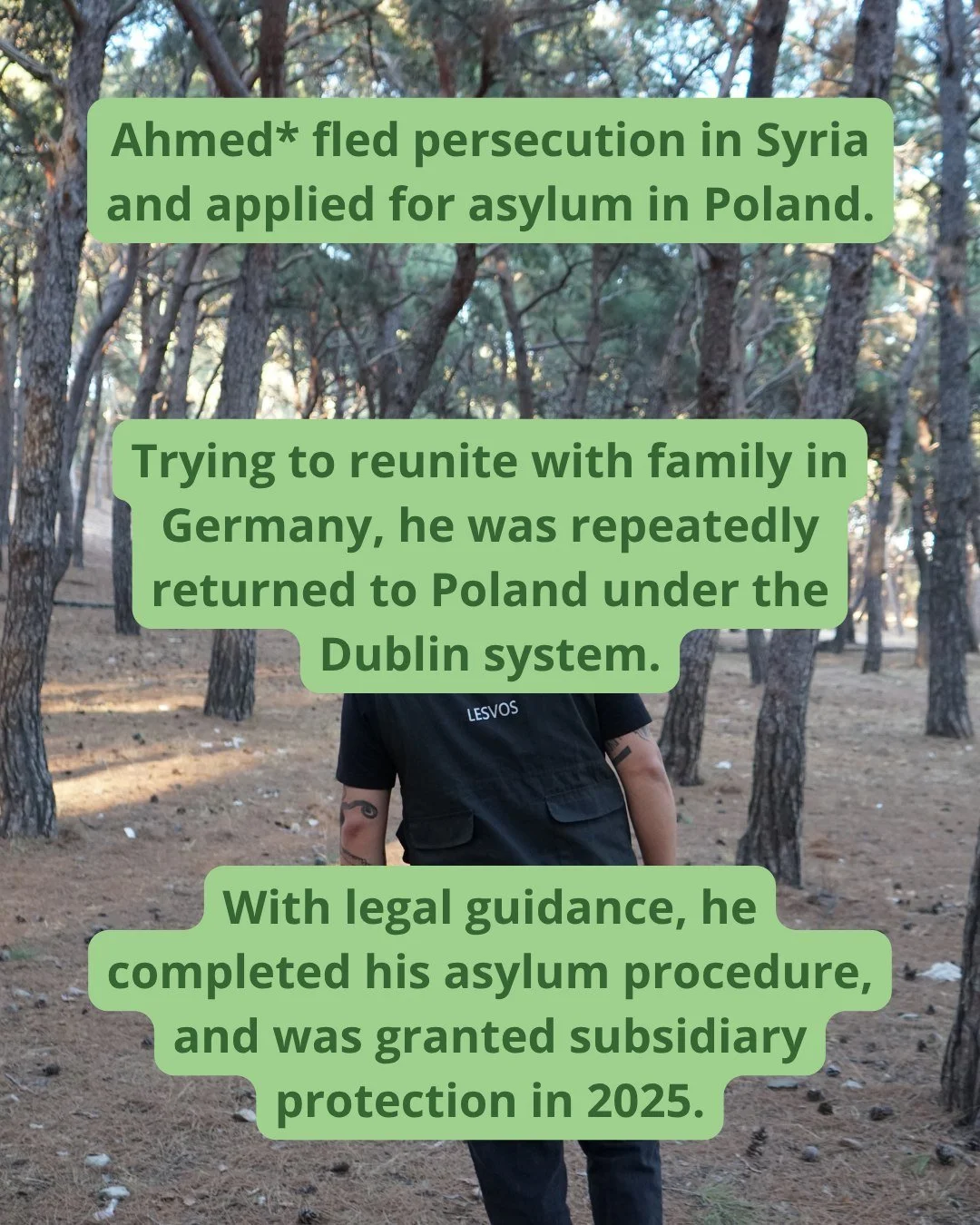 Ahmed (*fictional name), a Kurdish man from Syria, fled persecution and applied for asylum in Poland. Hoping to reunite with his family in Germany, he repeatedly travelled there but was transferred back to Poland under the Dublin system. Without unde