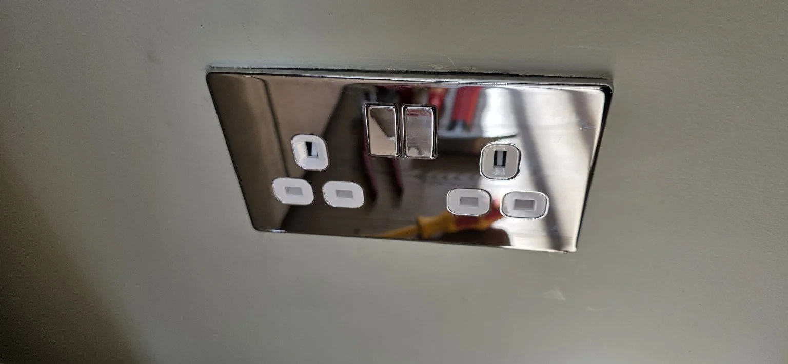 Chrome double socket fitted by Orme Electrical N.W.