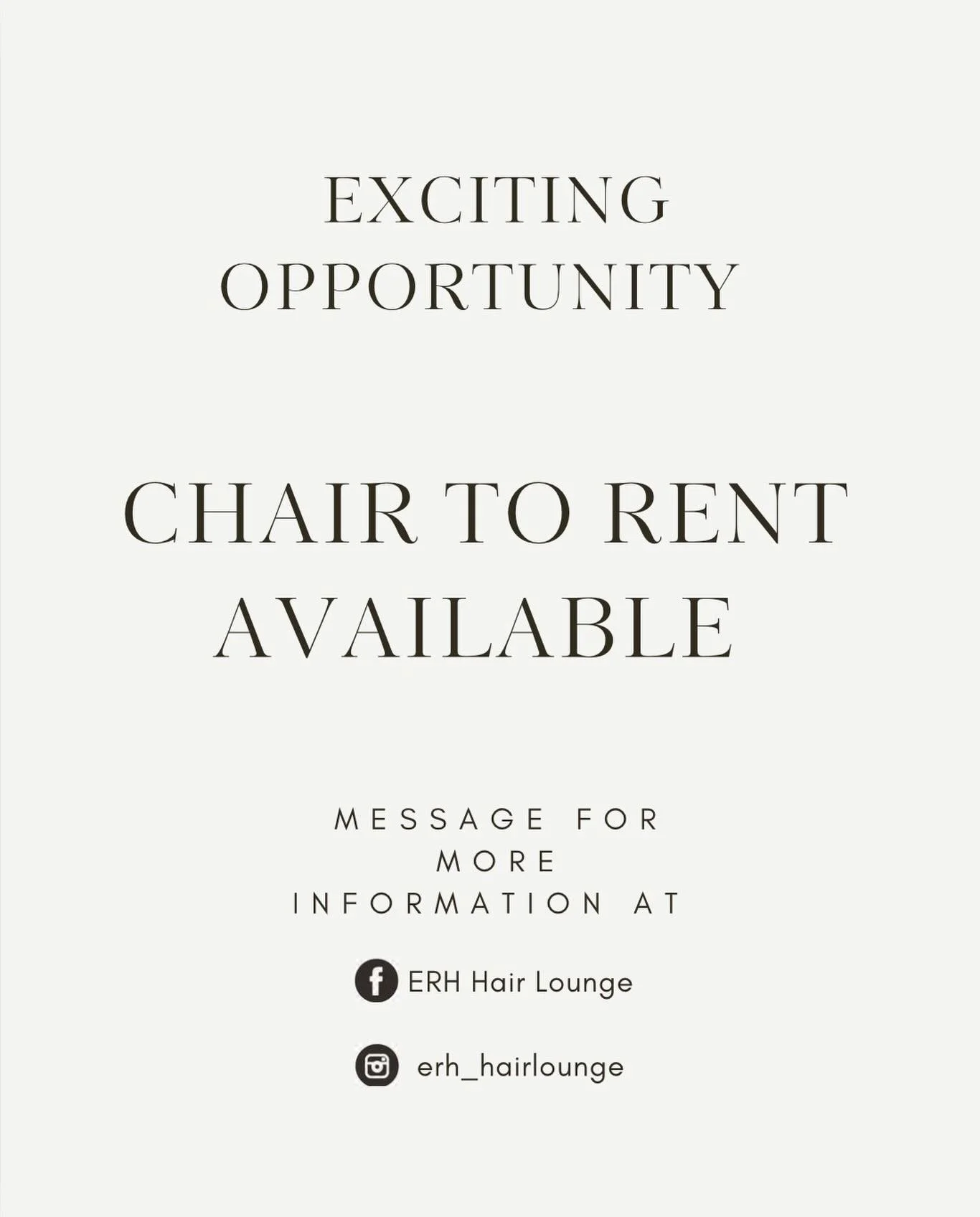 Rent a chair available from February! Message our page if your interested and want more information 🎉❤️ 

#rentachair #opportunity #hairdressing #newjourney #salon