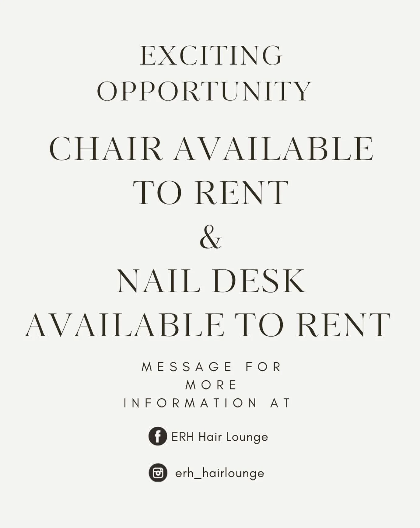 Exciting opportunity! Become your own boss! 🎉🩵

#rentachair #rentanaildesk #ownboss #opportunity #salon