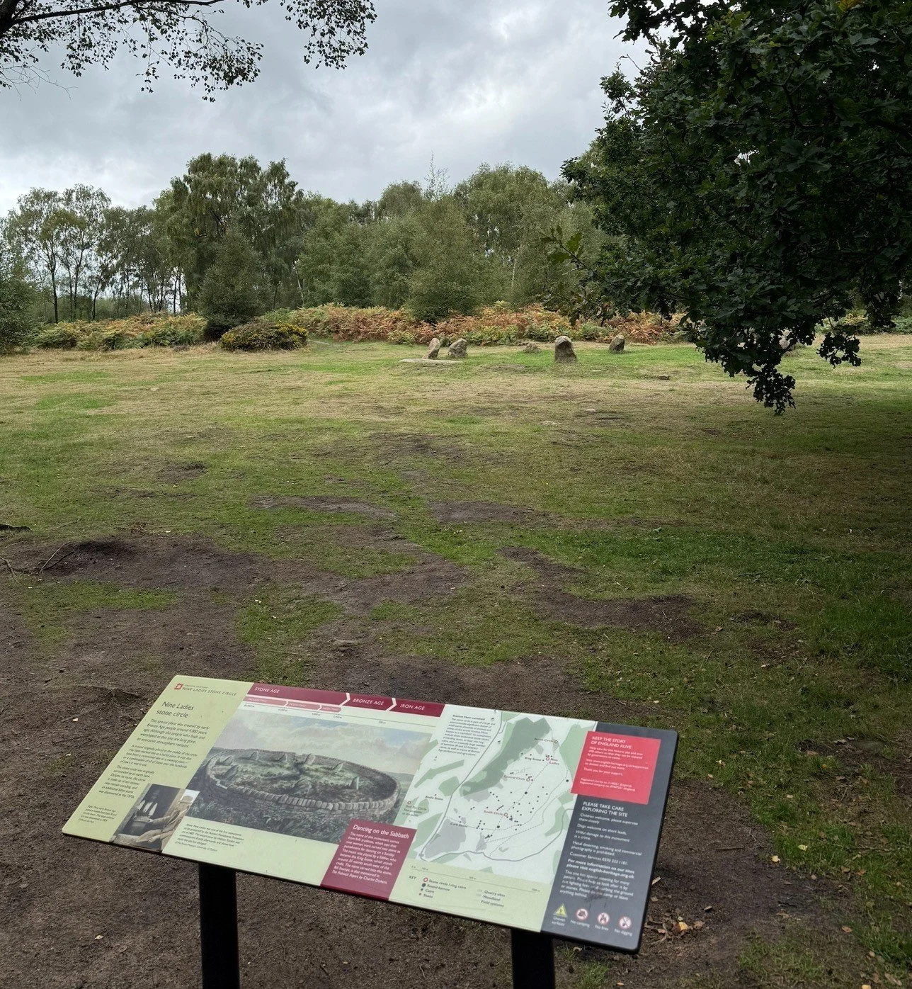 Informationboard and the Nine Ladies Stone Circle
