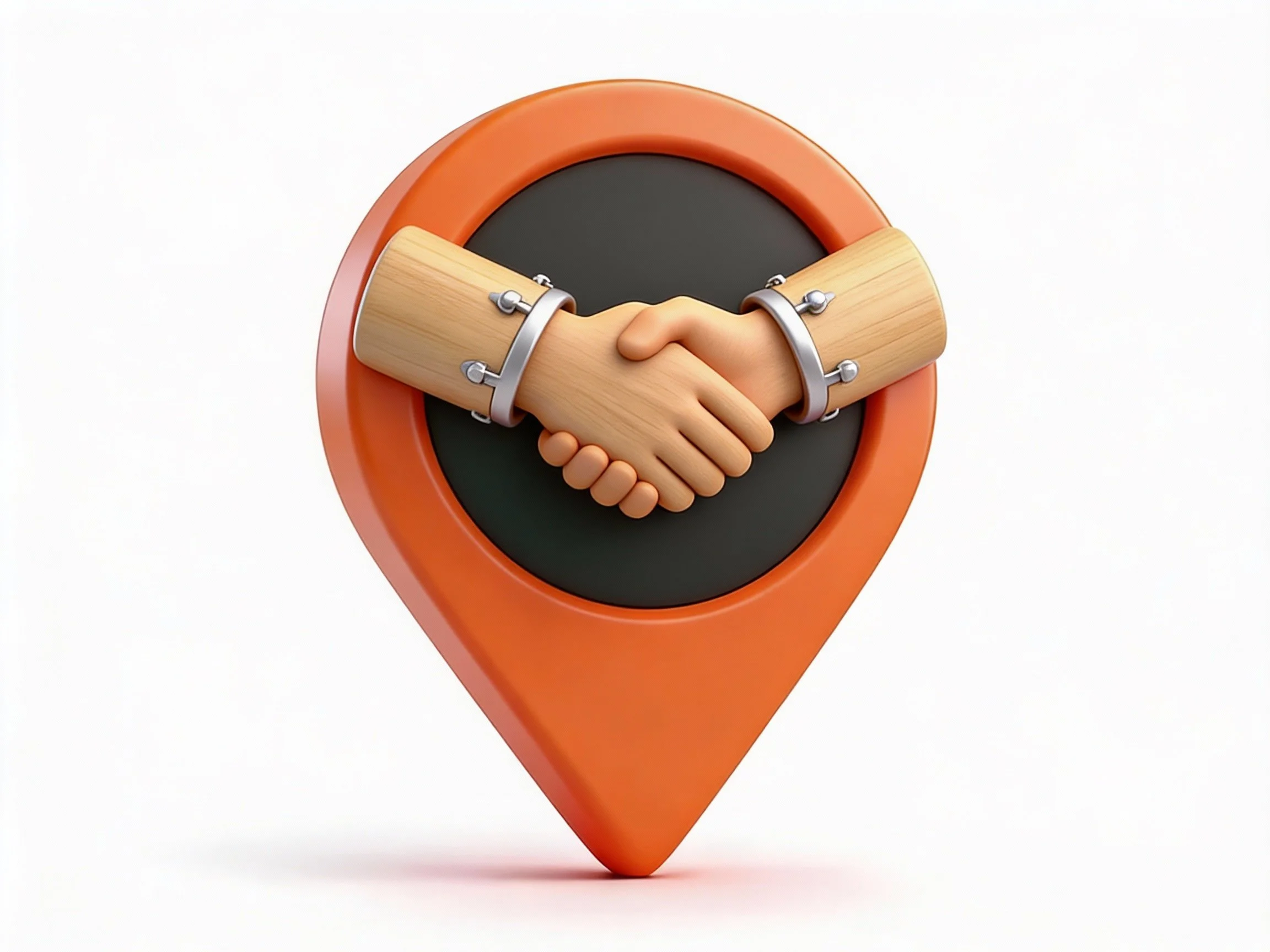 a handshake between two people on a map icon